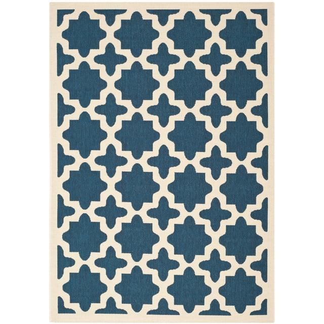 Courtyard CY6913 Power Loomed Indoor and Outdoor Area Rug - Navy/Beige - 6'7"x9'6" - Safavieh