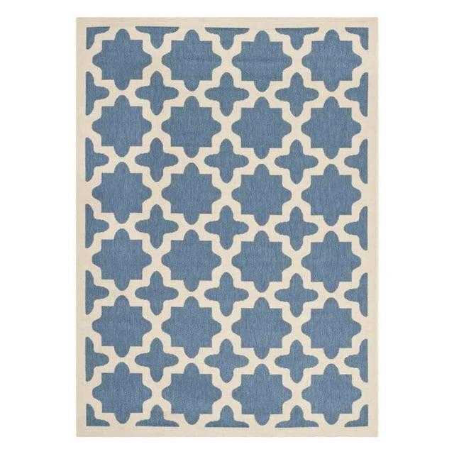 Courtyard CY6913 Power Loomed Indoor and Outdoor Area Rug - Blue/Beige - 4'x5'7" - Safavieh