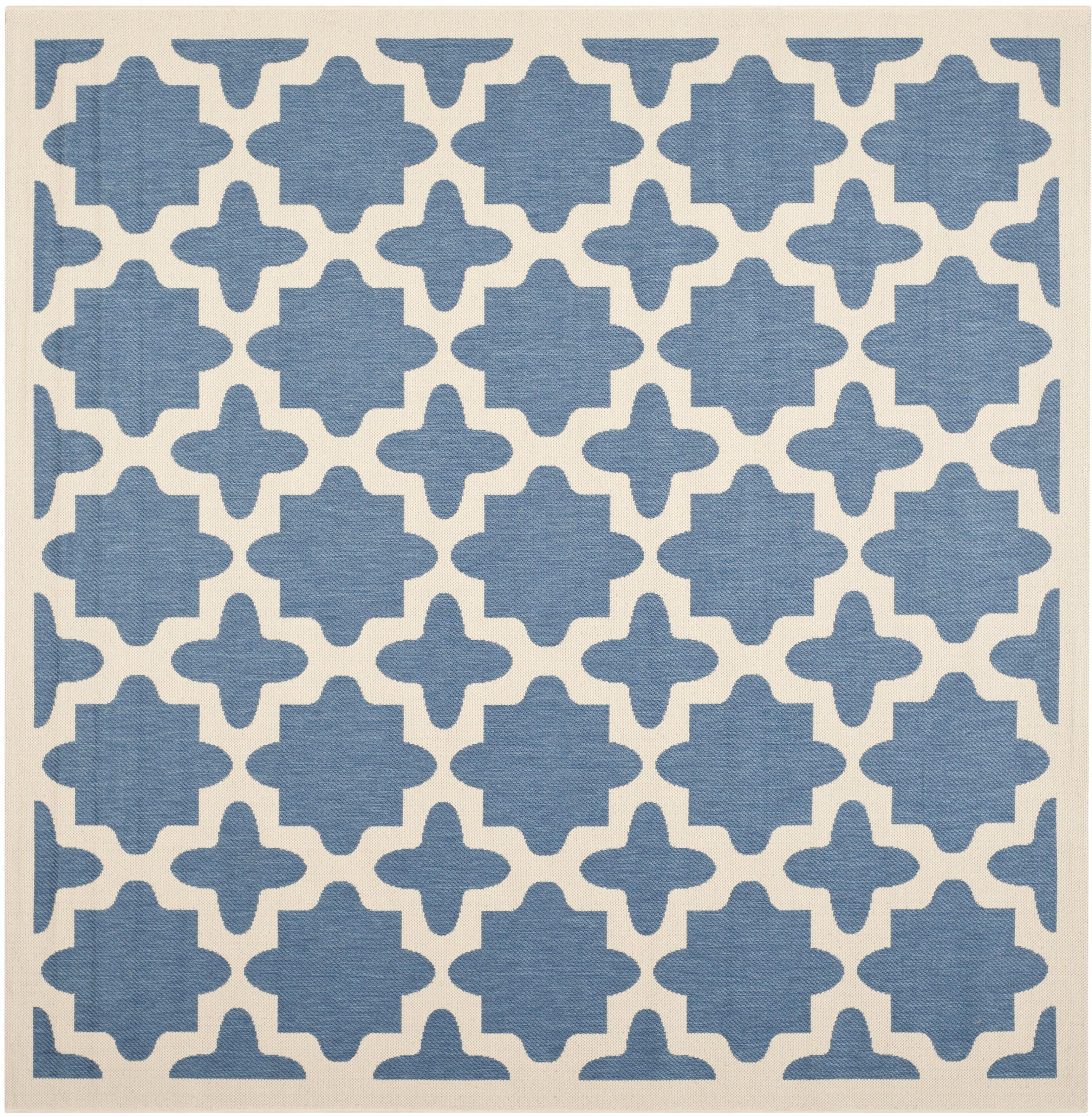Courtyard CY6913 Power Loomed Indoor and Outdoor Area Rug - Blue/Beige - 5'3"x5'3" - Safavieh