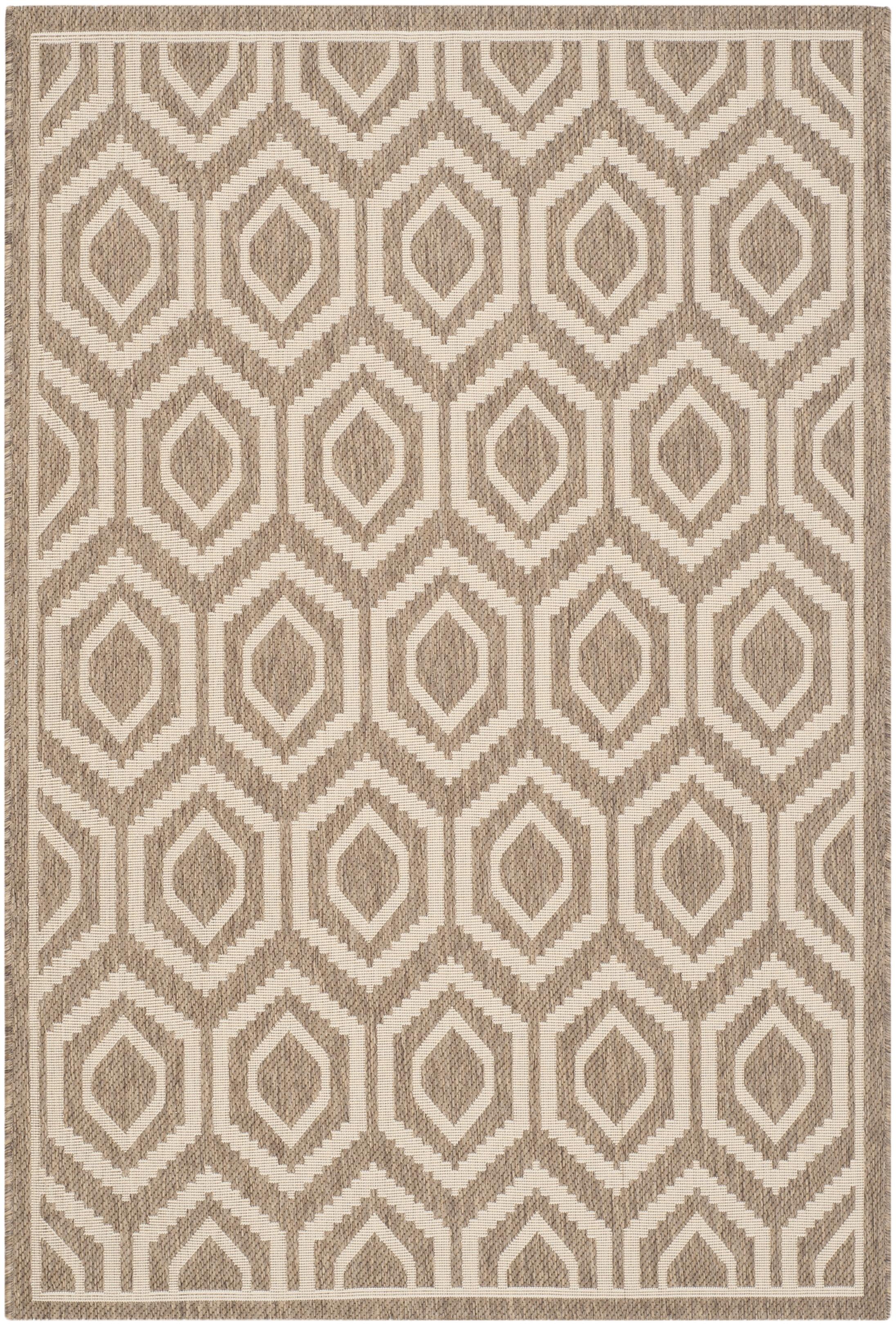 Courtyard CY6902 Power Loomed Indoor and Outdoor Area Rug - Brown/Bone - 4'x5'7" - Safavieh
