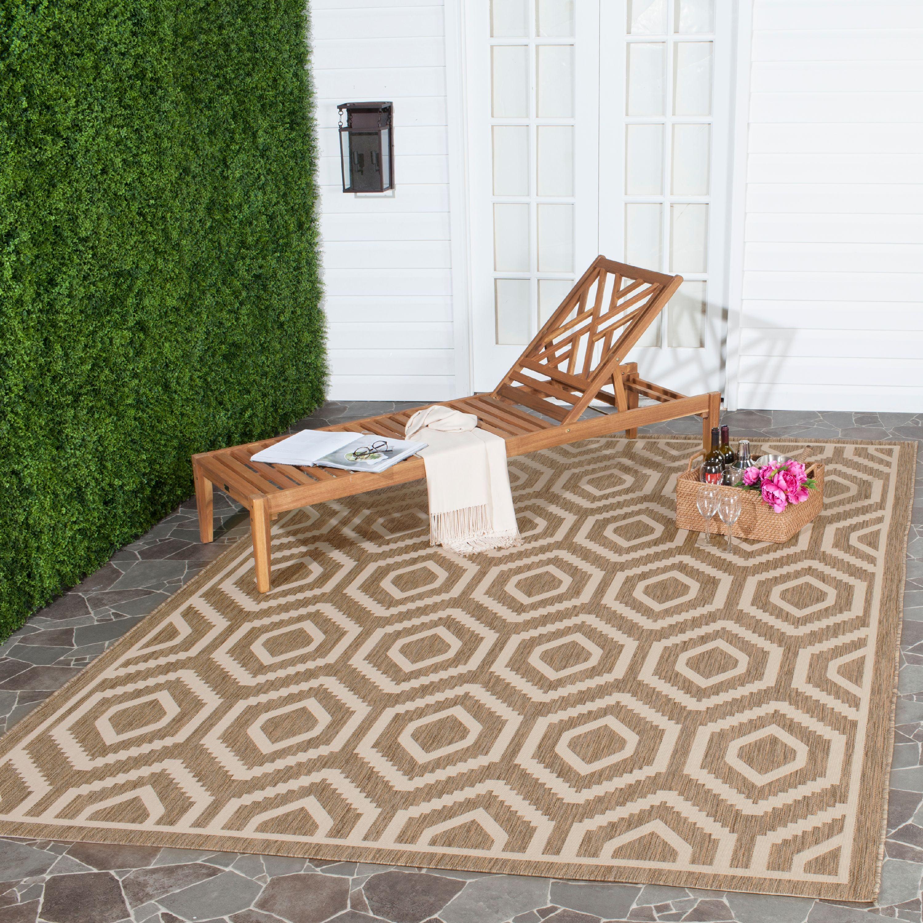 Courtyard CY6902 Power Loomed Indoor and Outdoor Area Rug - Brown/Bone - 6'7"x9'6" - Safavieh