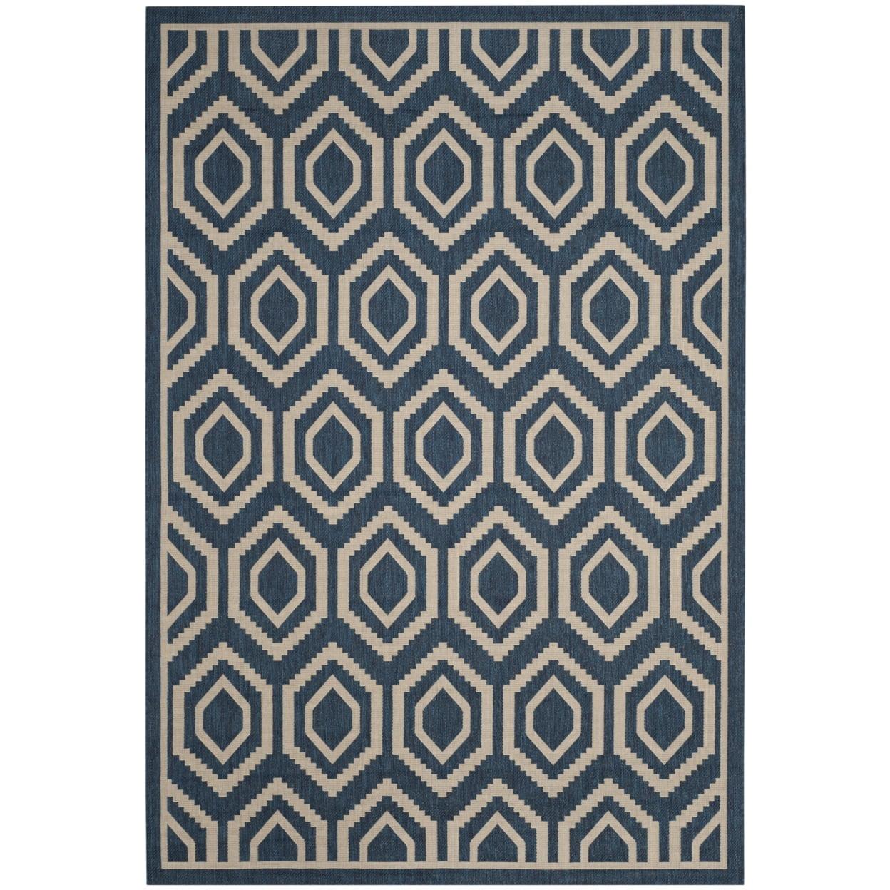 Courtyard CY6902 Power Loomed Indoor and Outdoor Area Rug - Navy/Beige - 9'x12' - Safavieh
