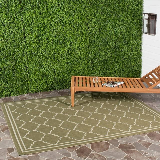 Courtyard CY6889 Power Loomed Indoor and Outdoor Area Rug - Green/Beige - 6'7"x6'7" - Safavieh