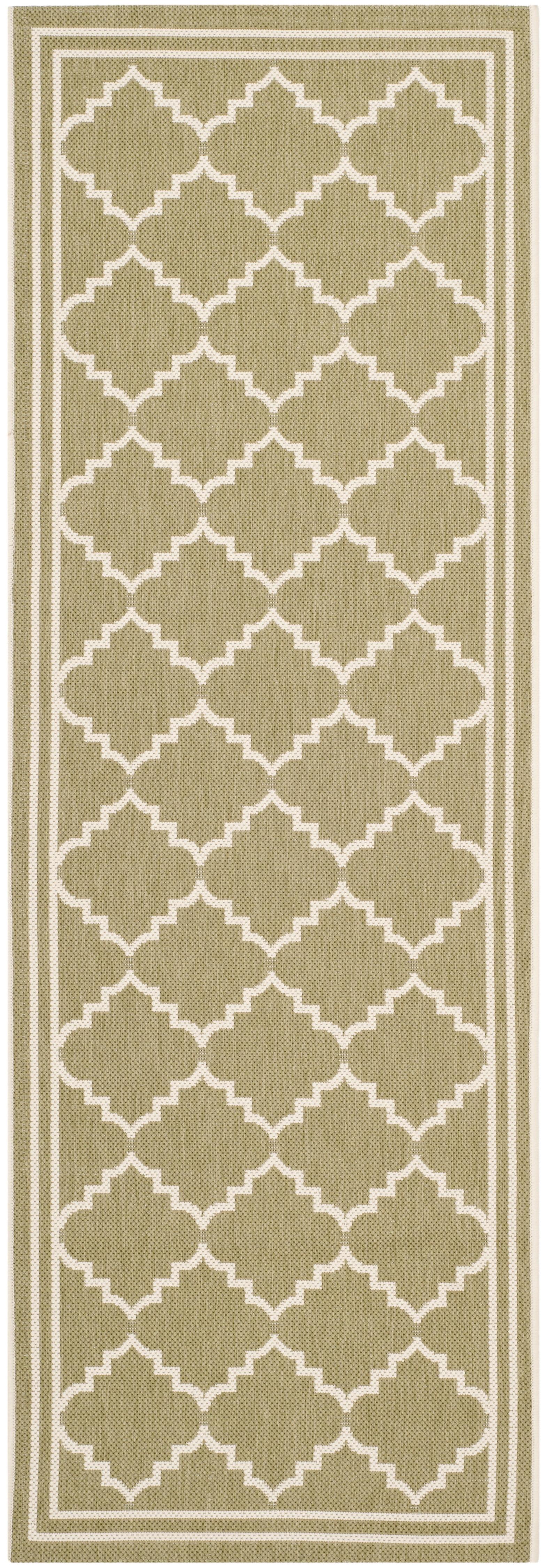 Courtyard CY6889 Power Loomed Indoor and Outdoor Runner Rug - Green/Beige - 2'3"x10' - Safavieh