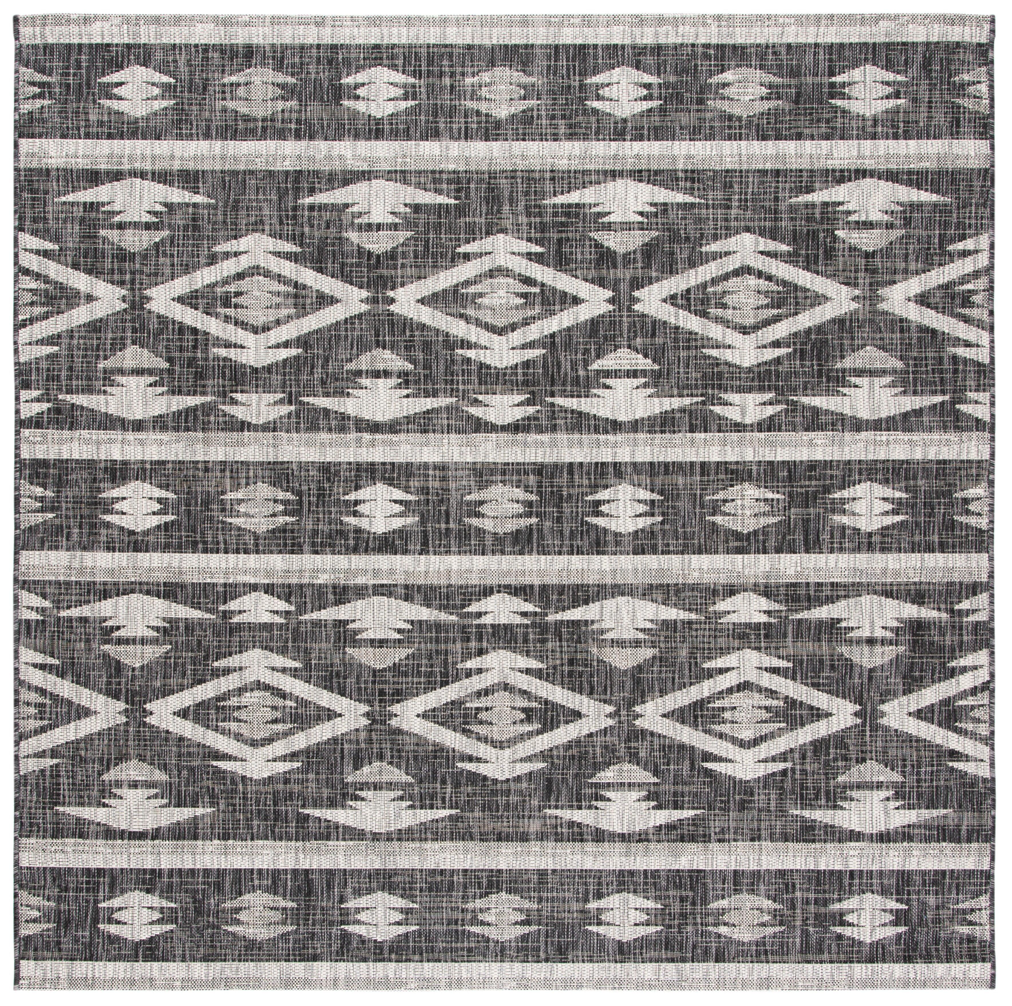 Courtyard CY8863 Power Loomed Indoor/Outdoor Area Rug - Black/Grey - 5'3"x5'3" - Safavieh.