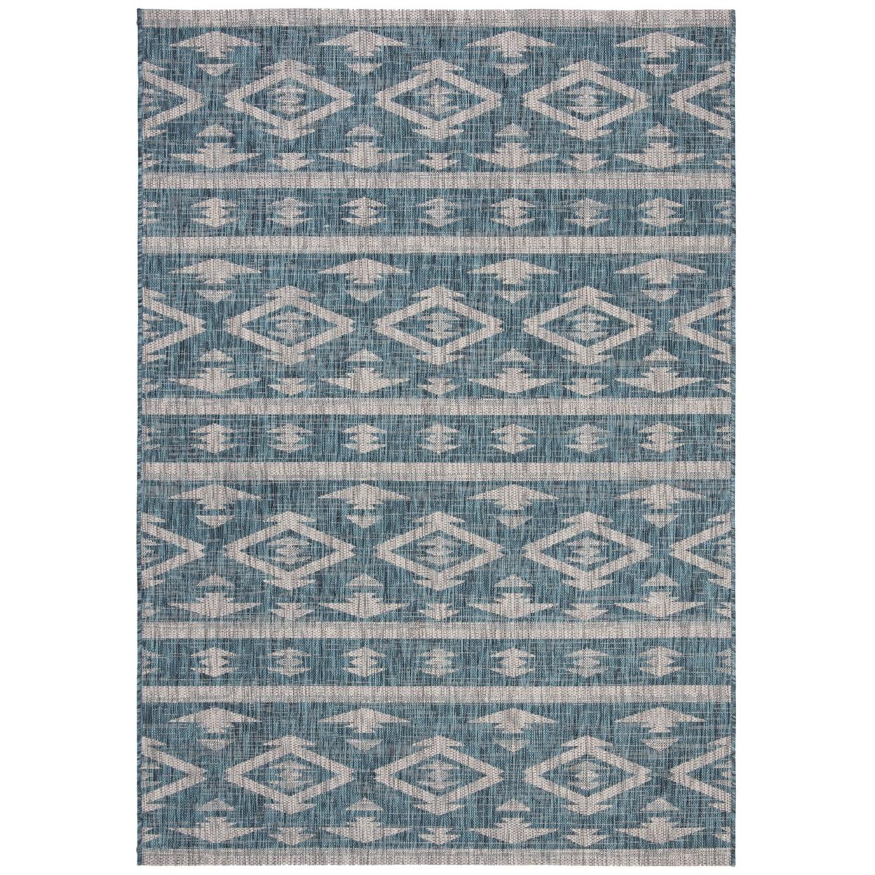 Courtyard CY8863 Power Loomed Indoor/Outdoor Accent Rug - Teal/Grey - 2'7"x5' - Safavieh.