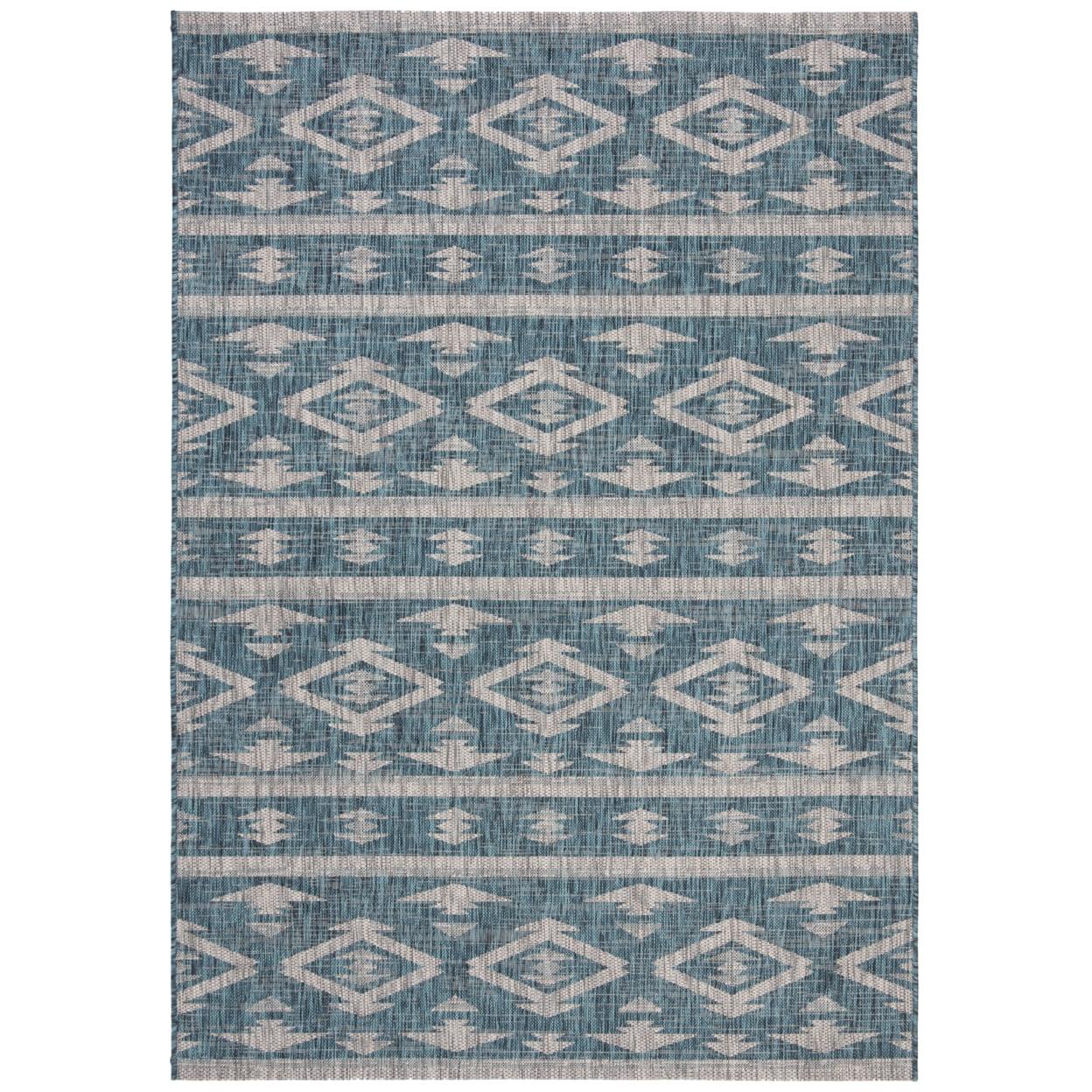 Courtyard CY8863 Power Loomed Indoor/Outdoor Area Rug - Teal/Grey - 5'3"x7'7" - Safavieh.