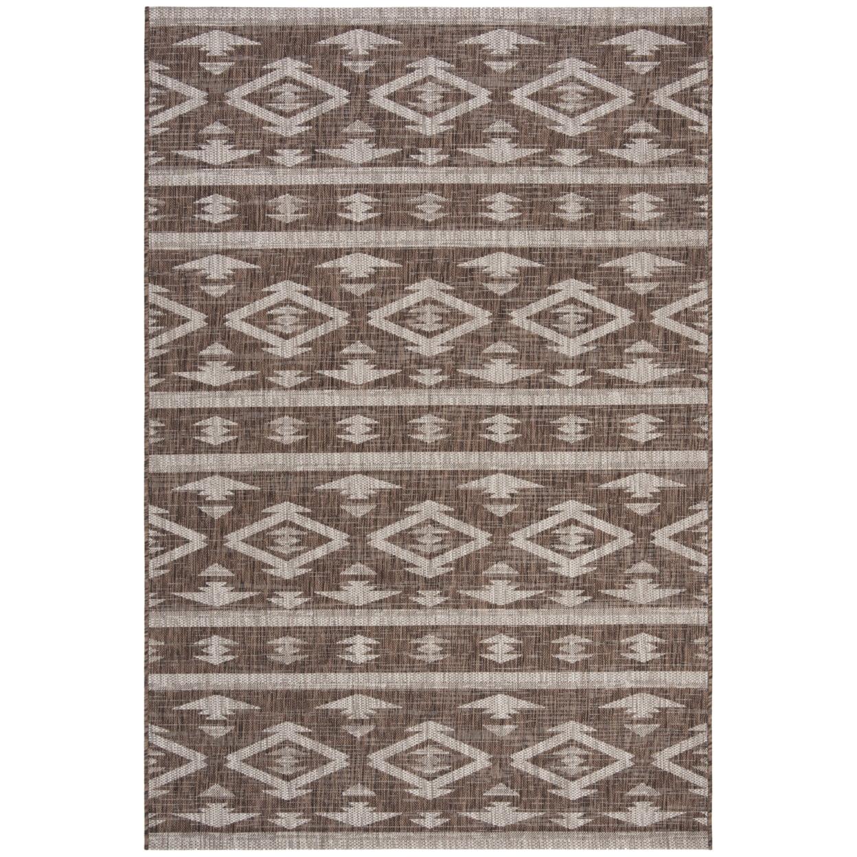 Courtyard CY8863 Power Loomed Indoor/Outdoor Area Rug - Brown/Ivory - 4'x5'7" - Safavieh.