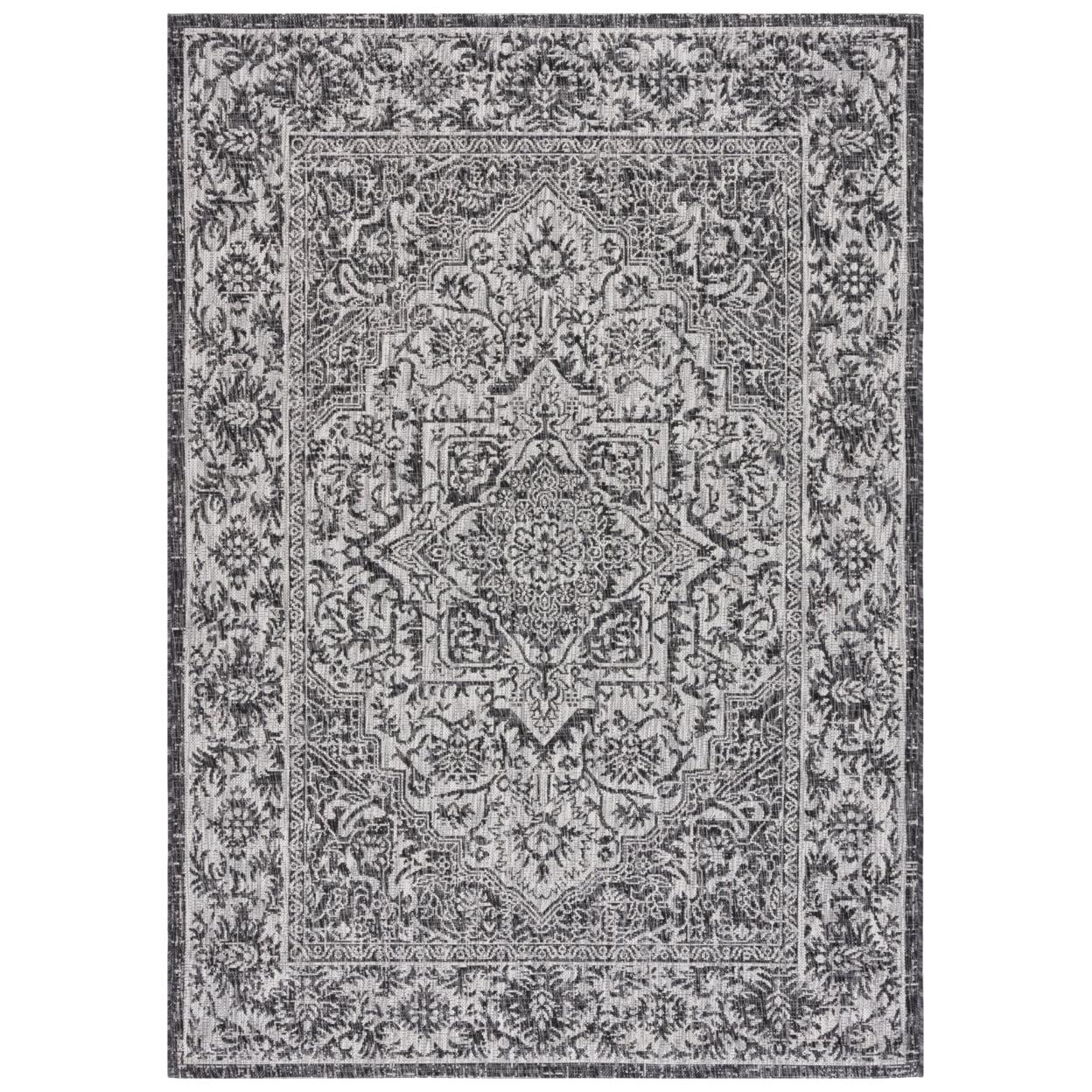 Courtyard CY8863 Power Loomed Indoor/Outdoor Area Rug - Black/Grey - 6'7"x9'6" - Safavieh.