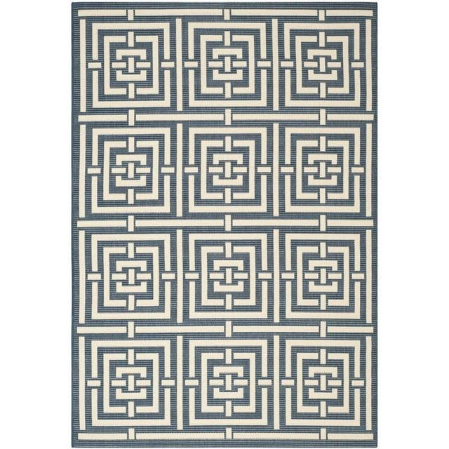 Courtyard CY6937 Power Loomed Indoor and Outdoor Area Rug - Navy/Beige - 5'3"x7'7" - Safavieh