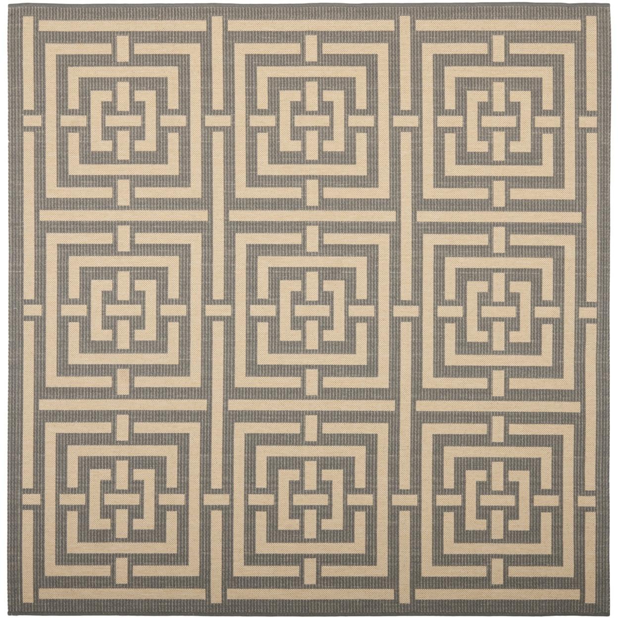 Gray Synthetic Square Stain-Resistant Area Rug 95"