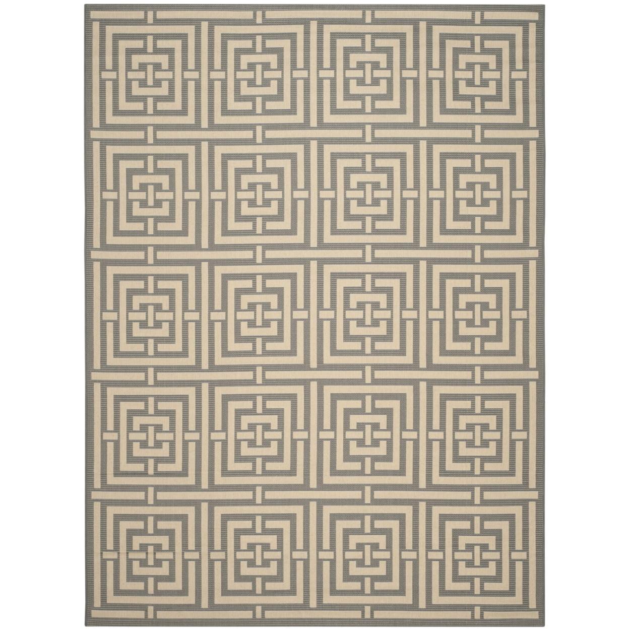 Courtyard CY6937 Power Loomed Indoor and Outdoor Area Rug - Grey/Cream - 9'x12' - Safavieh