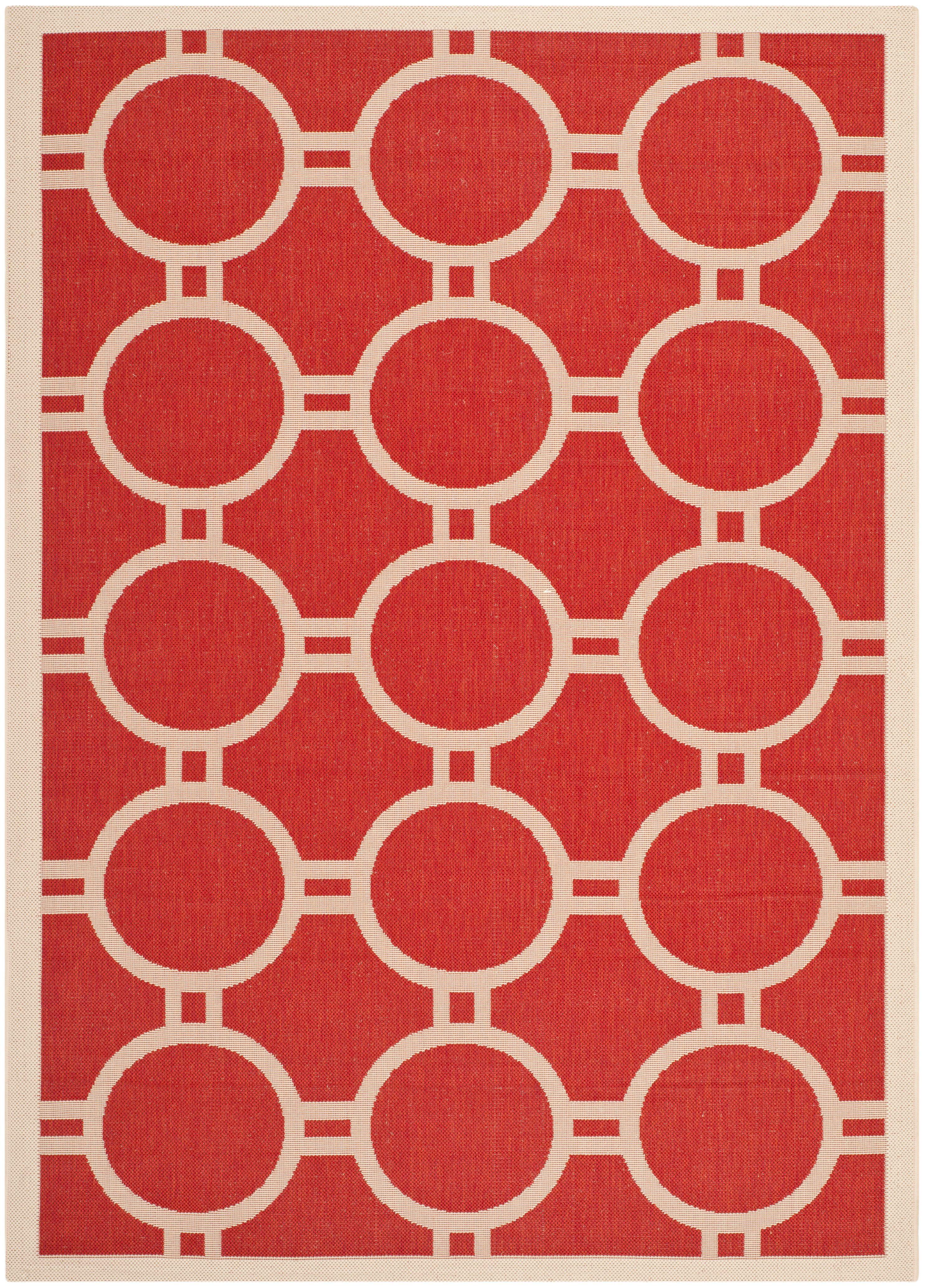 Red Square Easy-Care Synthetic Indoor/Outdoor Rug, 59"