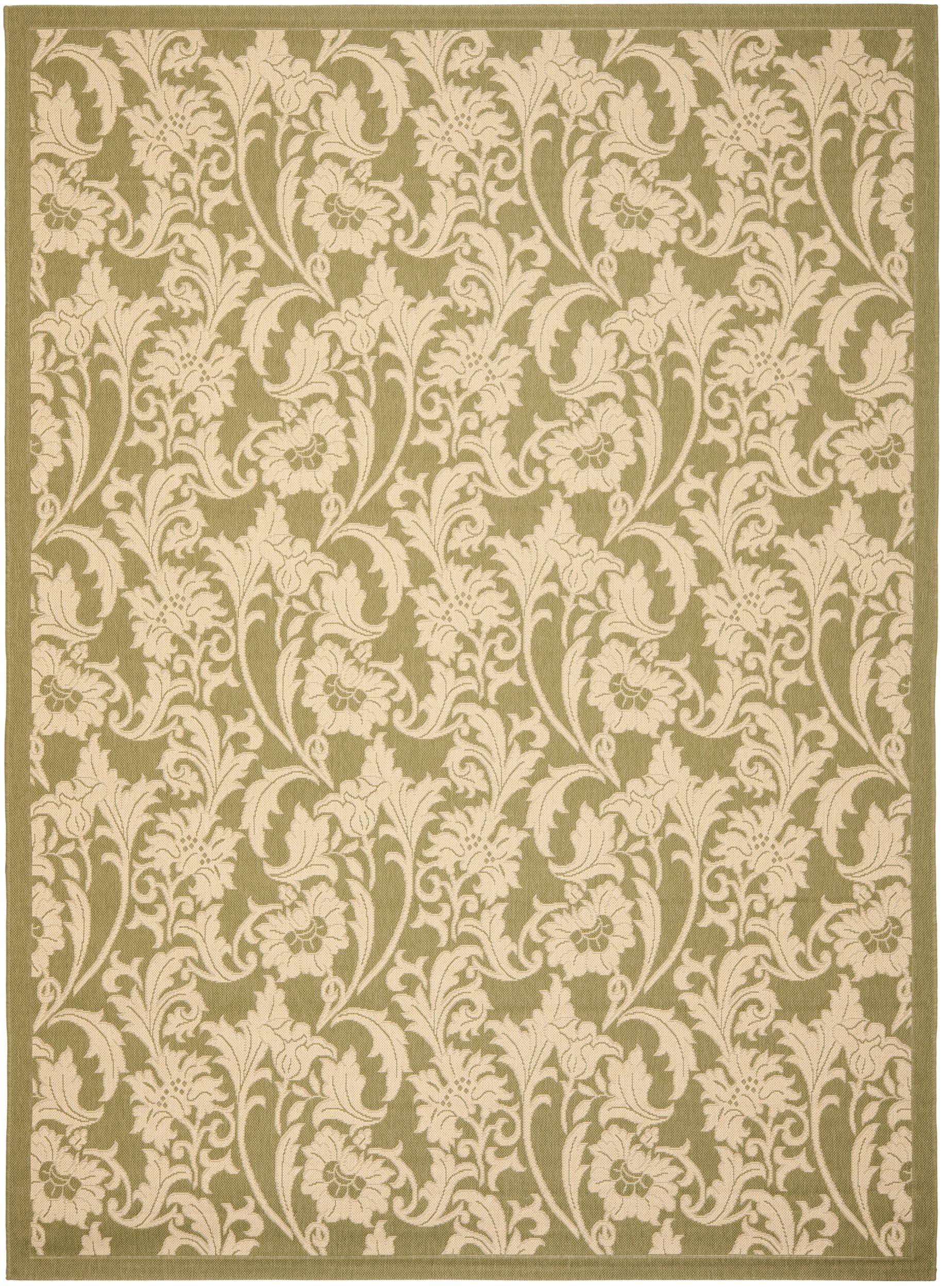 Courtyard CY6565 Power Loomed Indoor/Outdoor Area Rug - Green/Creme - 5'3"x7'7" - Safavieh.