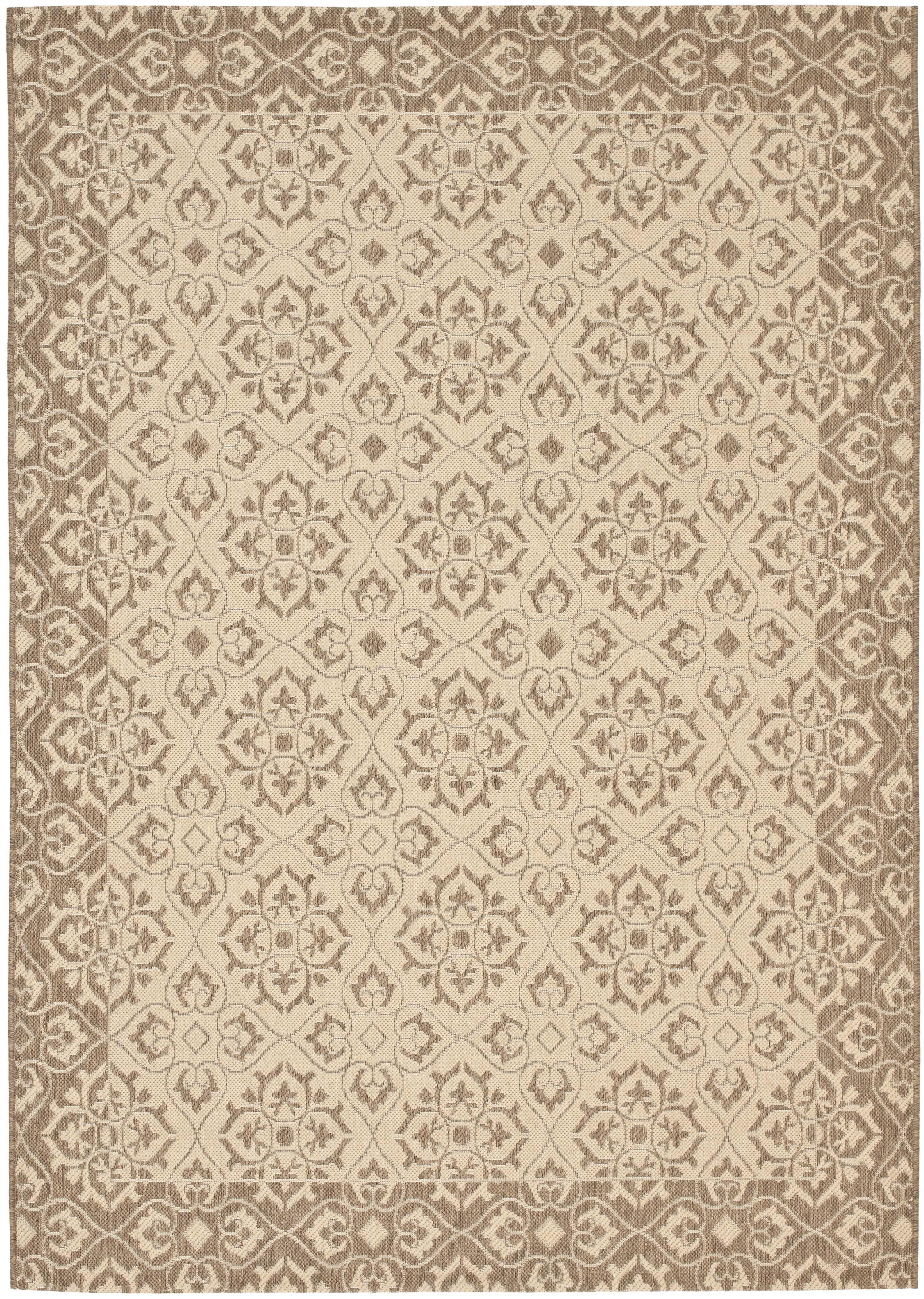 SAFAVIEH Courtyard Austin Geometric Indoor/Outdoor Area Rug, 5'3" x 7'7", Cream/Brown