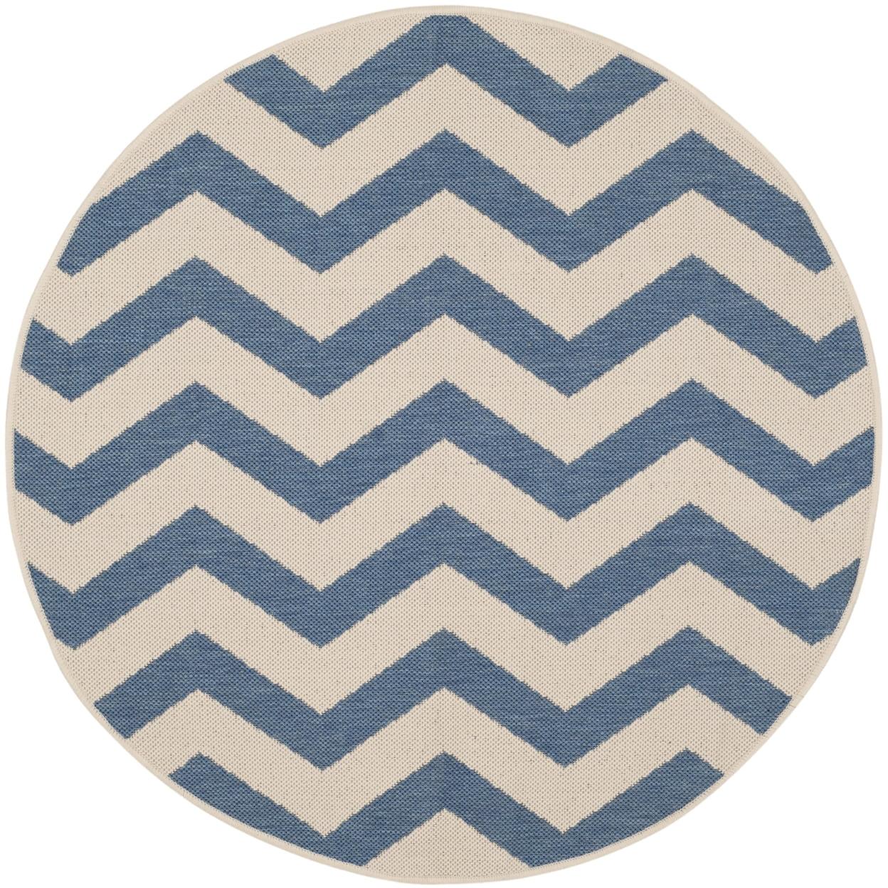 Blue Beacon 47" Round Synthetic Easy-Care Indoor/Outdoor Rug