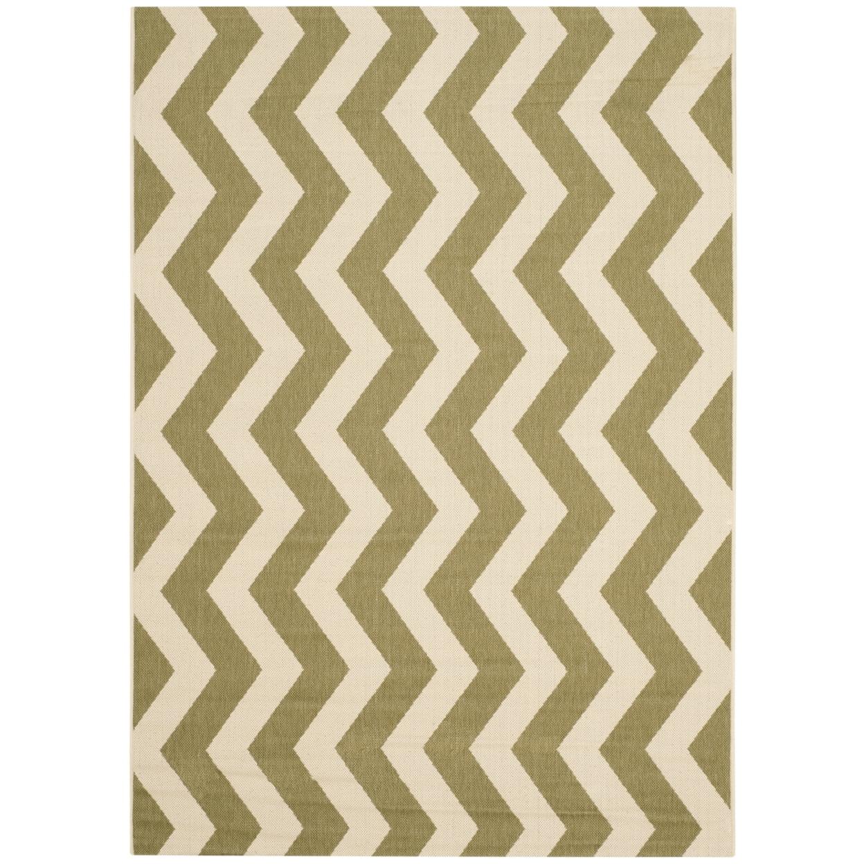 47" Green Synthetic Rectangular Stain-Resistant Rug