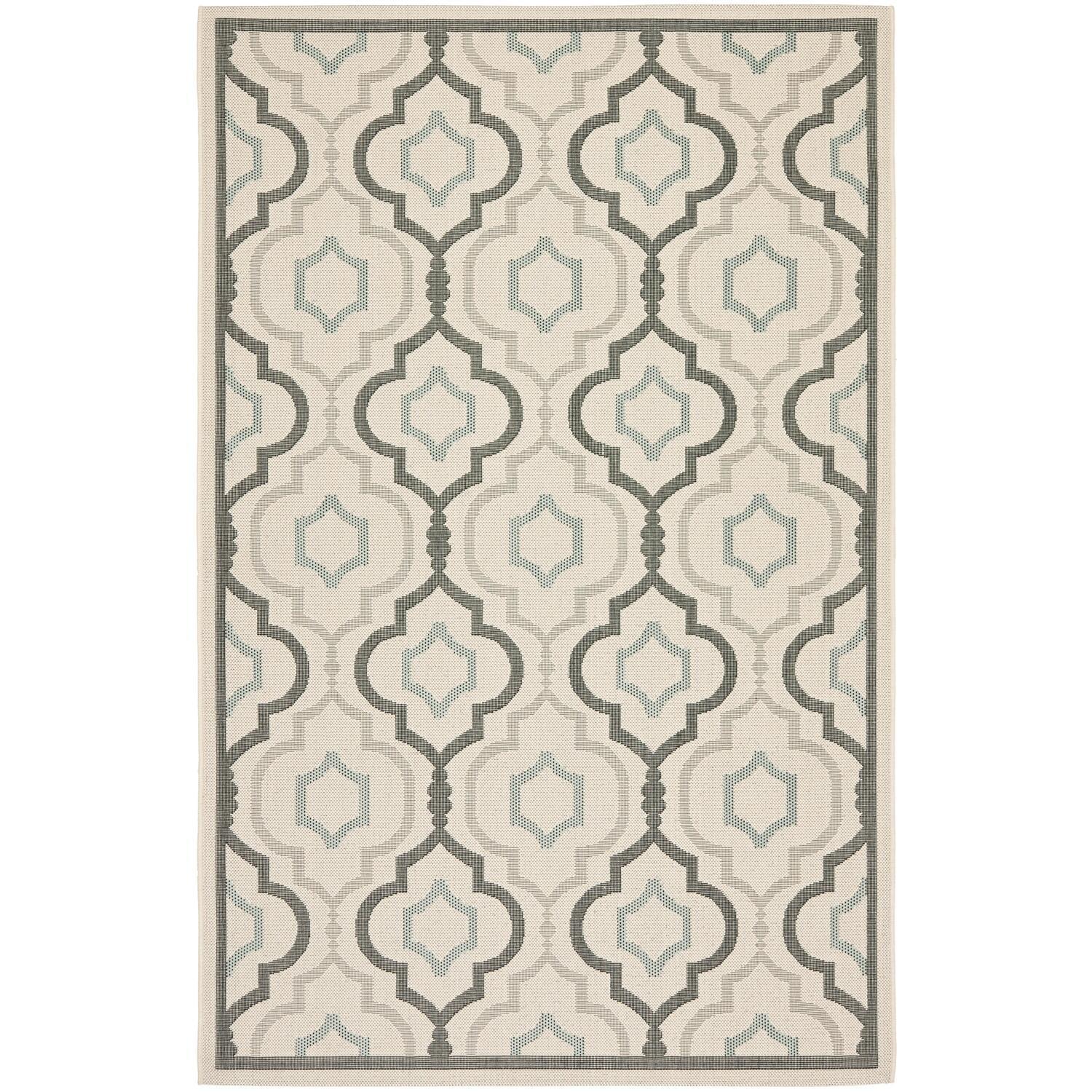 SAFAVIEH Courtyard Bayon Geometric Indoor/Outdoor Area Rug, Beige/Dark Beige, 5'3" x 7'7"