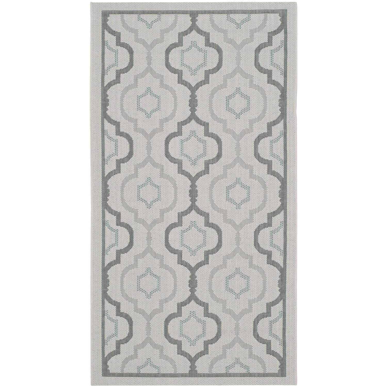 Courtyard CY7938 Power Loomed Indoor and Outdoor Accent Rug - Light Grey/Anthracite - 2'7"x5' - Safavieh