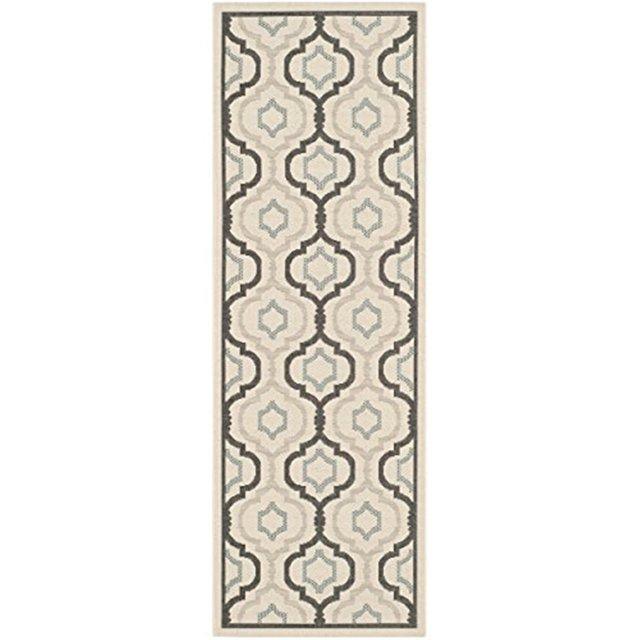Courtyard CY7938 Power Loomed Indoor and Outdoor Runner Rug - Beige/Black - 2'3"x6'7" - Safavieh