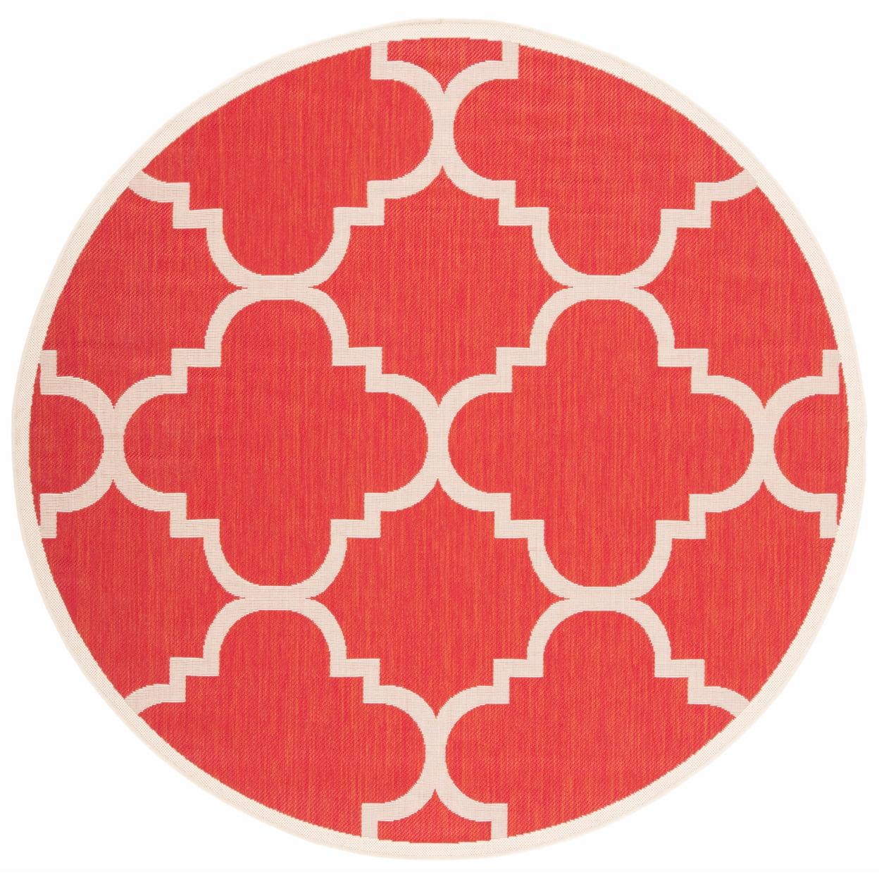 Courtyard CY6243 Power Loomed Indoor and Outdoor Area Rug - Red - 5'3" Round - Safavieh