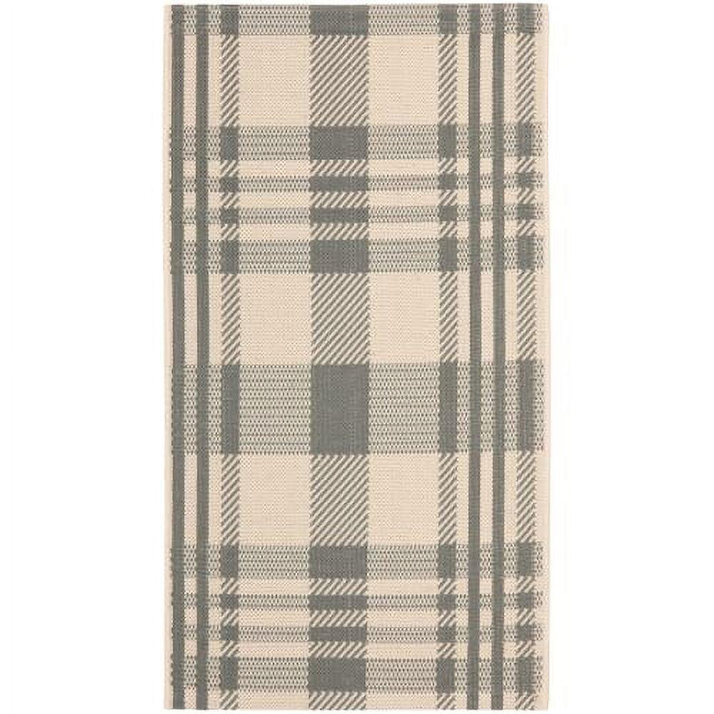 Modern Easy-Care Grey/Bone Synthetic Rectangular Area Rug, 6'7" x 9'6"