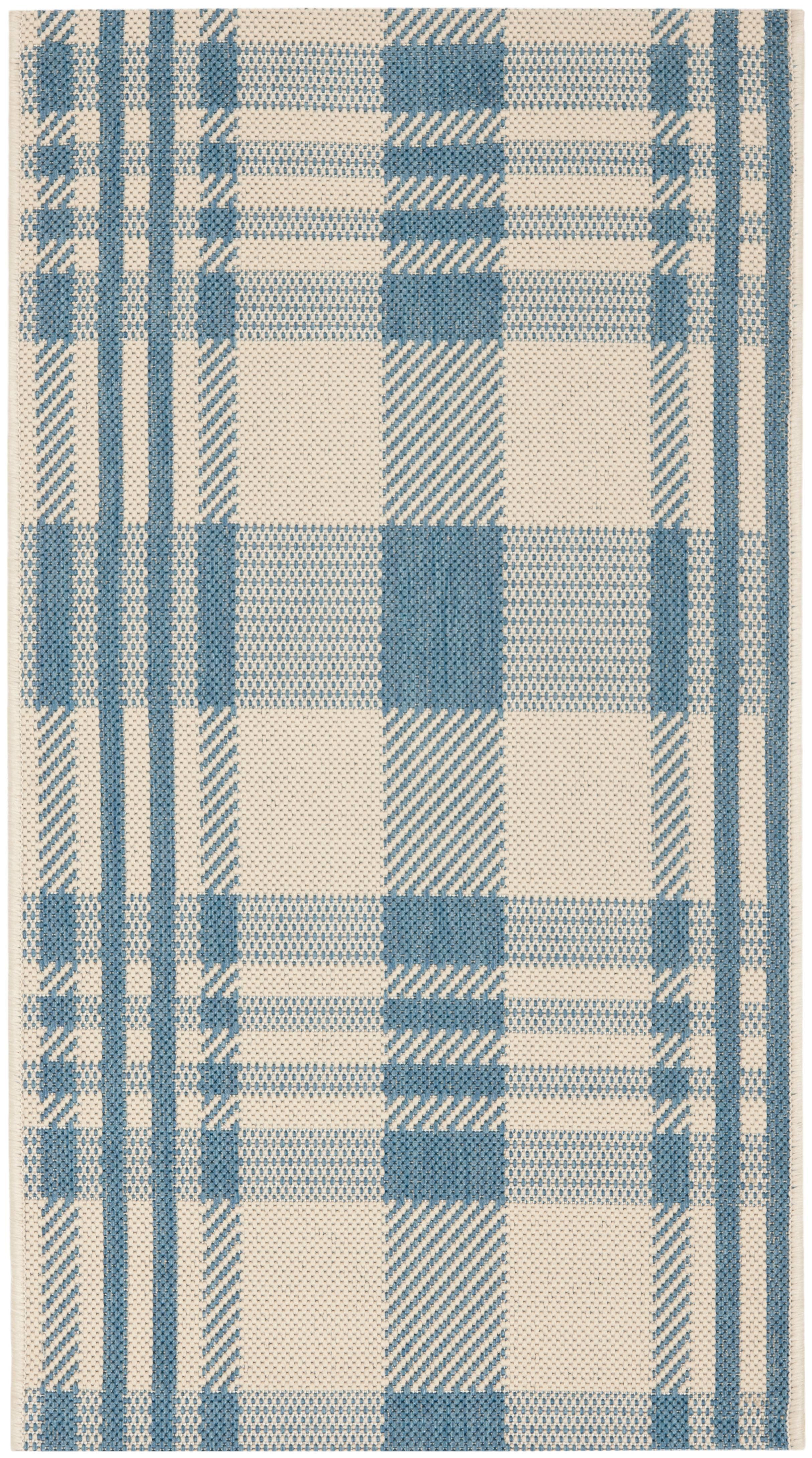 Courtyard CY6201 Power Loomed Indoor/Outdoor Accent Rug - Beige/Blue - 2'x3'7" - Safavieh.