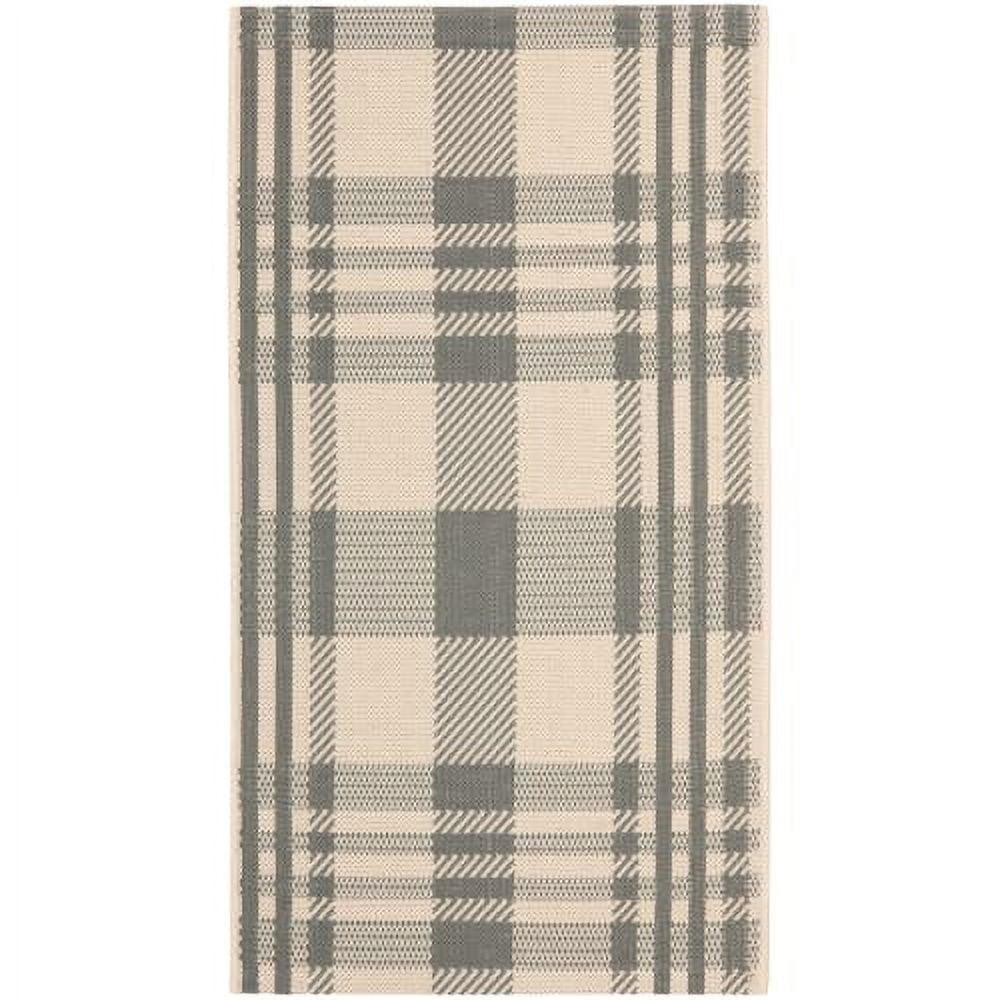 SAFAVIEH Courtyard Benjamin Plaid Indoor/Outdoor Area Rug, Grey/Bone, 6'7" x 9'6"