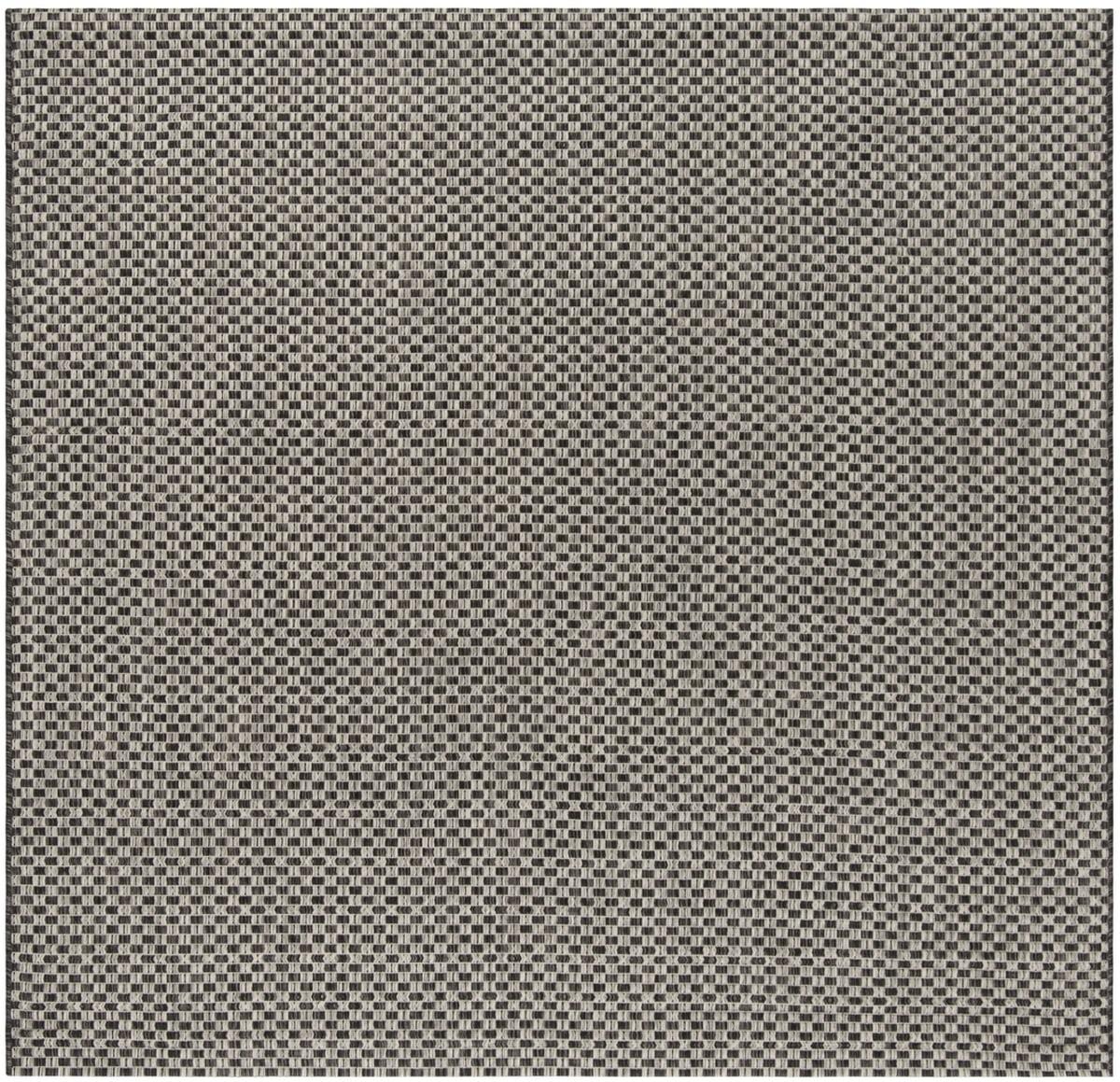 SAFAVIEH Courtyard Blair Checkered Indoor/Outdoor Area Rug, Black/Light Grey, 7'10" x 7'10" Square