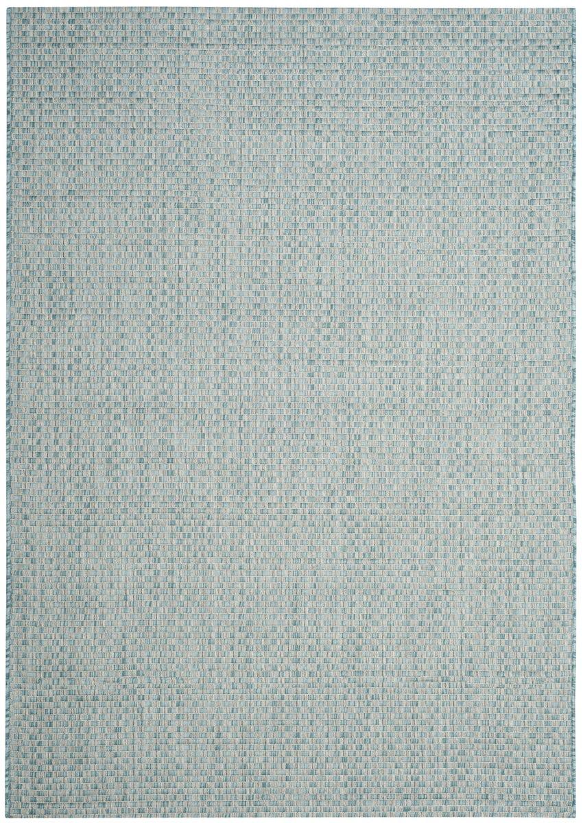 SAFAVIEH Courtyard Blair Checkered Indoor/Outdoor Area Rug, Light Blue/Light Grey, 5'3" x 7'7"