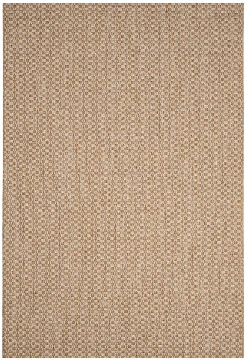 SAFAVIEH Courtyard Blair Checkered Indoor/Outdoor Area Rug, Natural/Cream, 4' x 5'7"