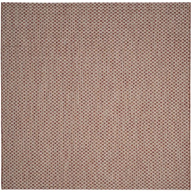 Courtyard CY8653 Power Loomed Indoor and Outdoor Area Rug - Rust/Light Grey - 4'x4' - Safavieh