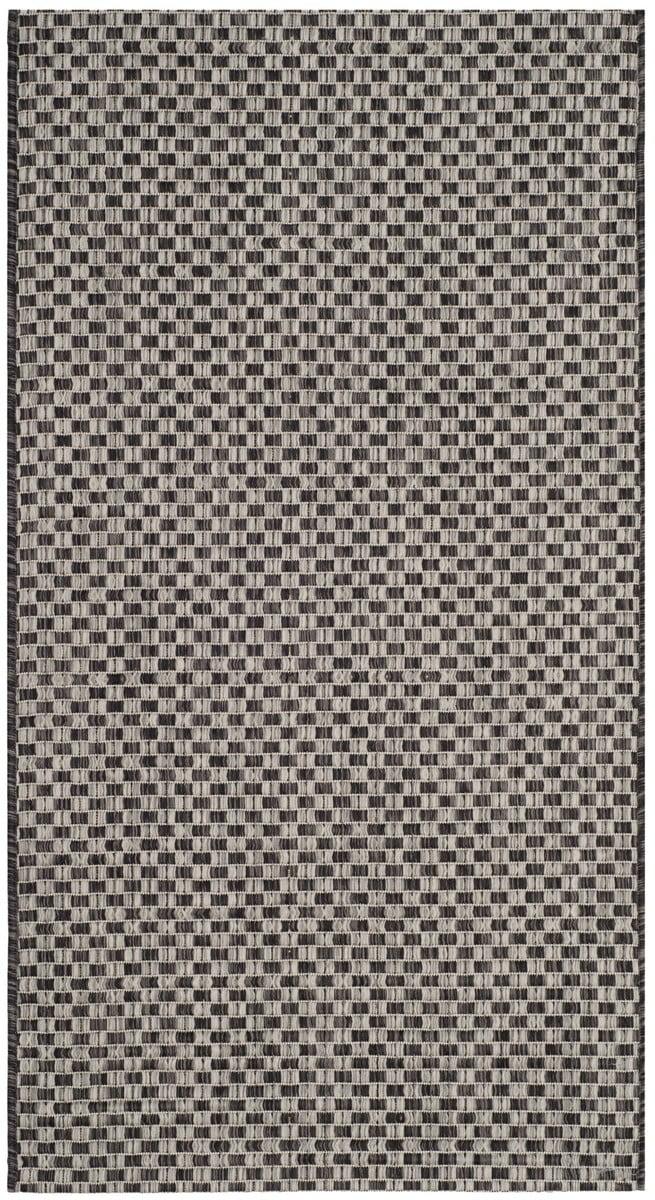 SAFAVIEH Courtyard Blair Geometric Indoor/Outdoor Area Rug, 2' x 3'7", Black/Light Grey