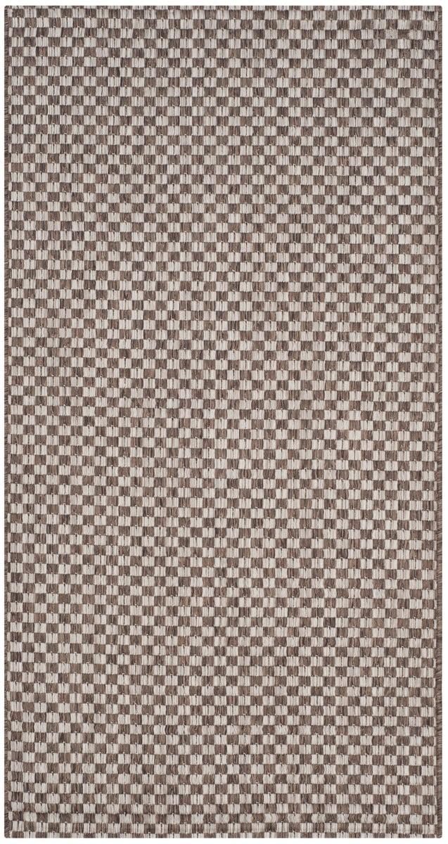 SAFAVIEH Courtyard Blair Geometric Indoor/Outdoor Area Rug, 2' x 3'7", Light Brown/Light Grey