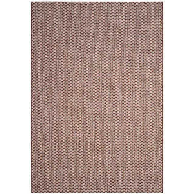 SAFAVIEH Courtyard Blair Geometric Indoor/Outdoor Area Rug, 4' x 5'7", Rust/Light Grey