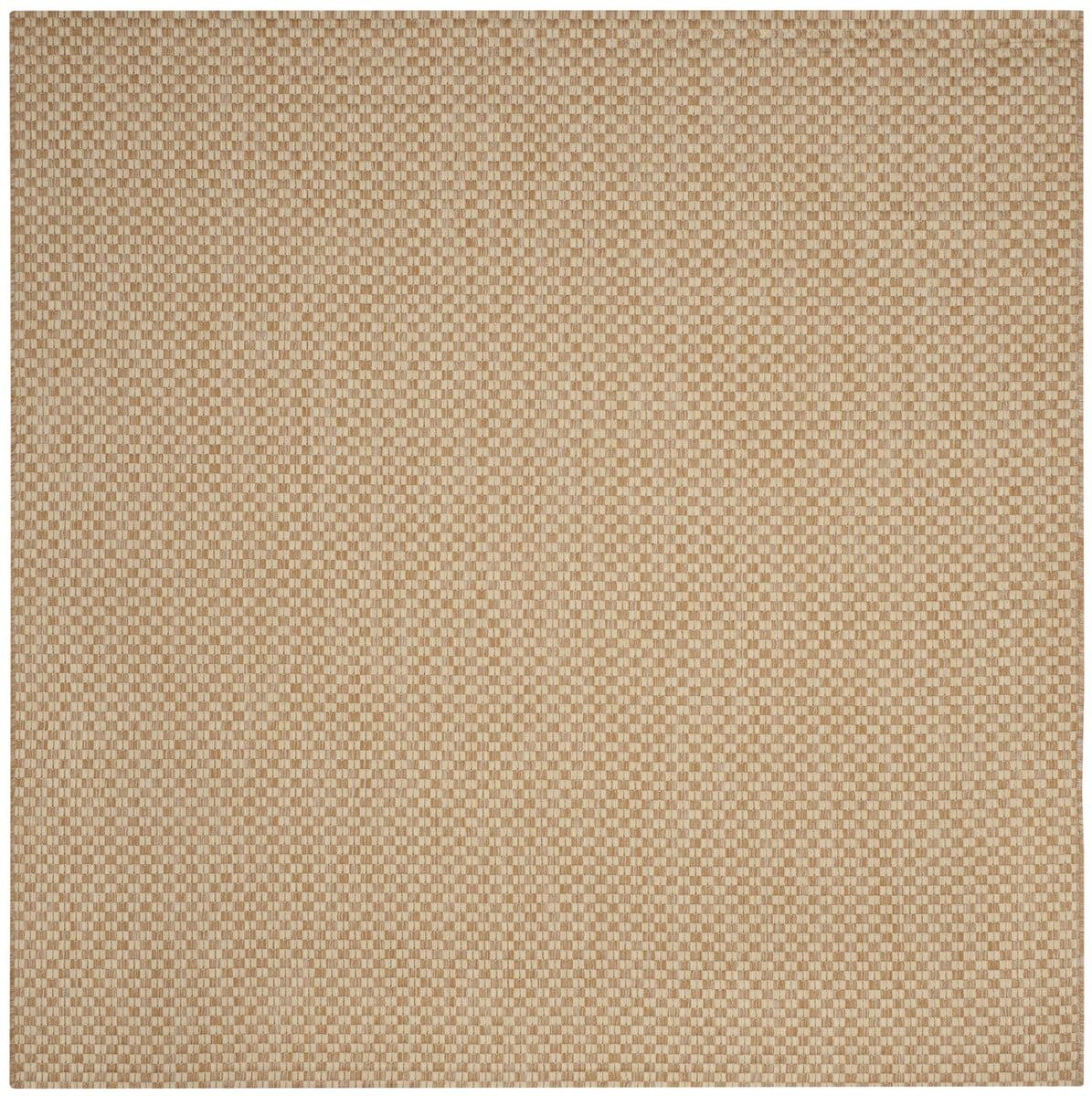 Natural Cream 5'3" Square Easy-Care Synthetic Area Rug