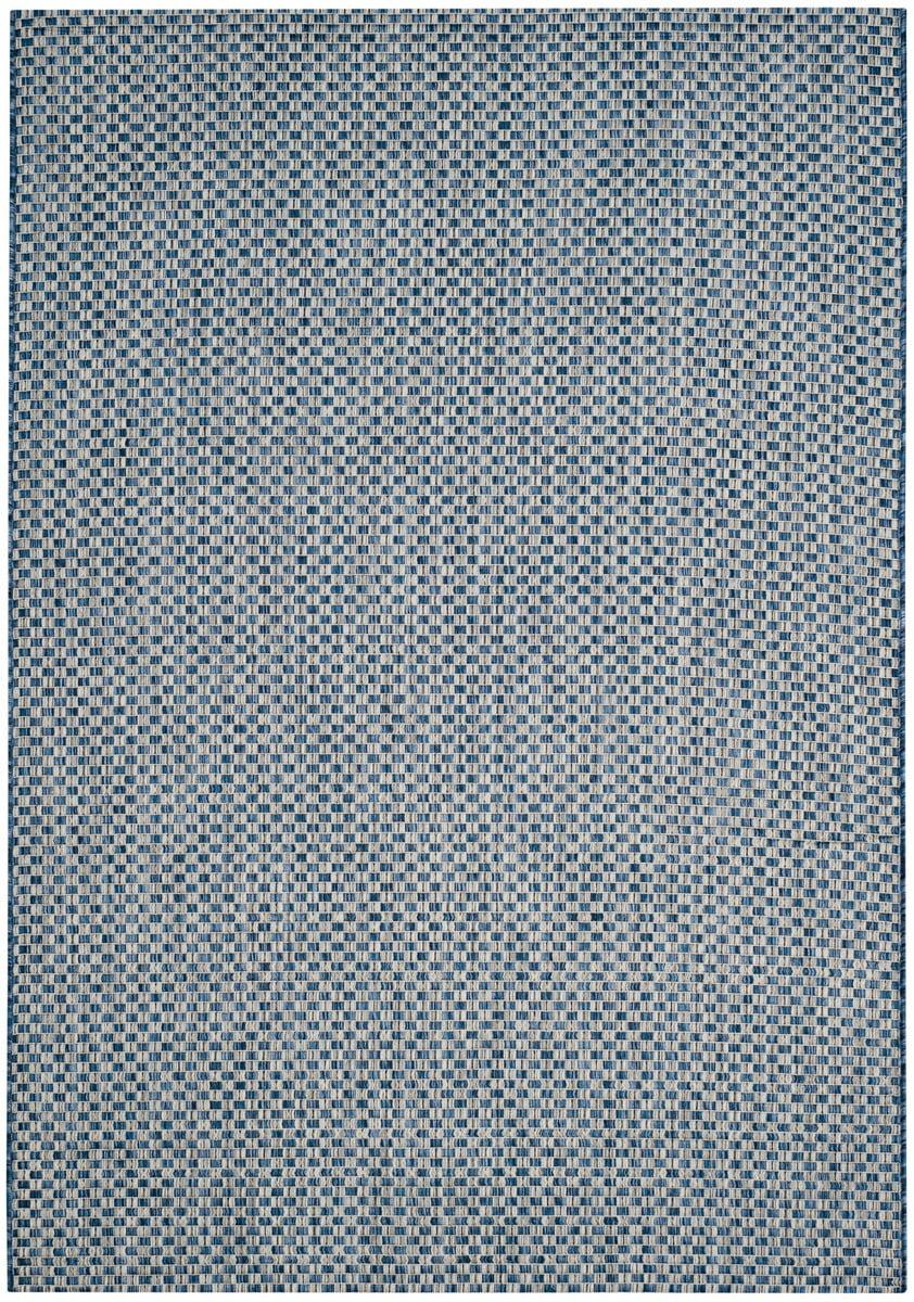 Blue and Light Grey Rectangular Synthetic Outdoor Area Rug