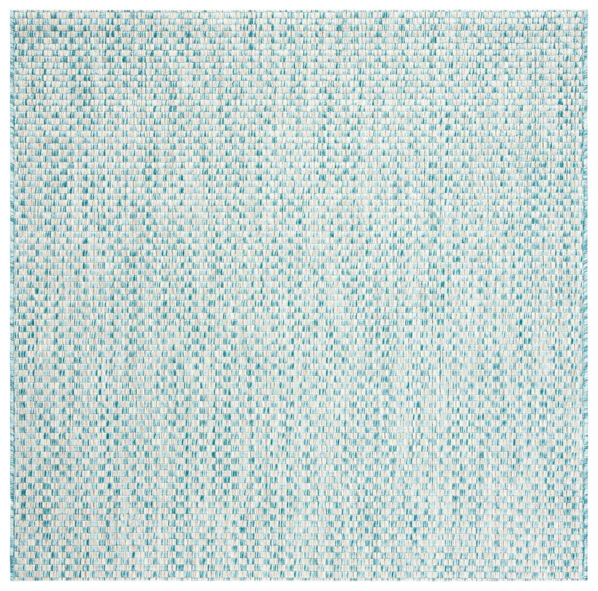 Light Blue and Grey Square Synthetic Outdoor Area Rug