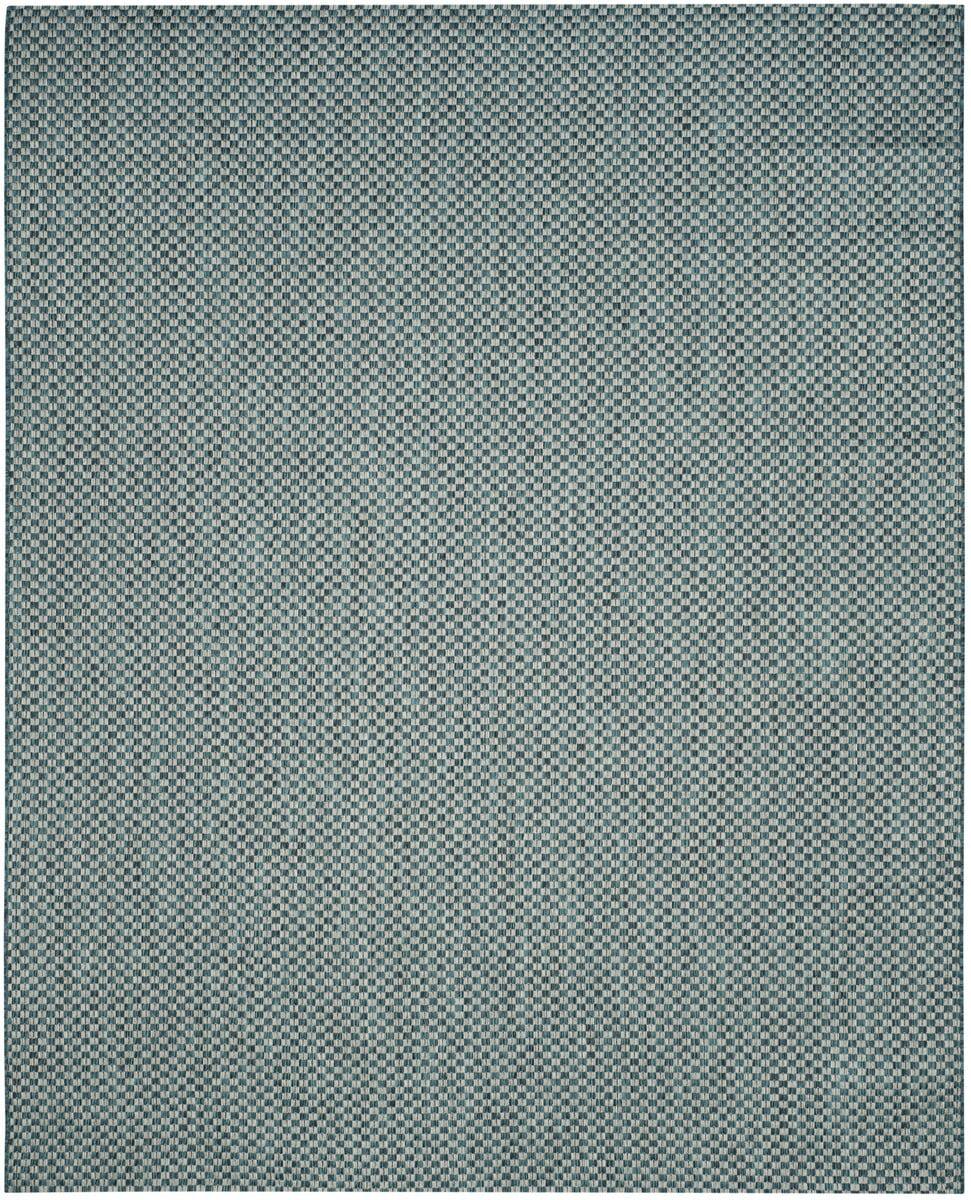 Turquoise and Light Grey Flat Woven Synthetic 9' x 12' Area Rug