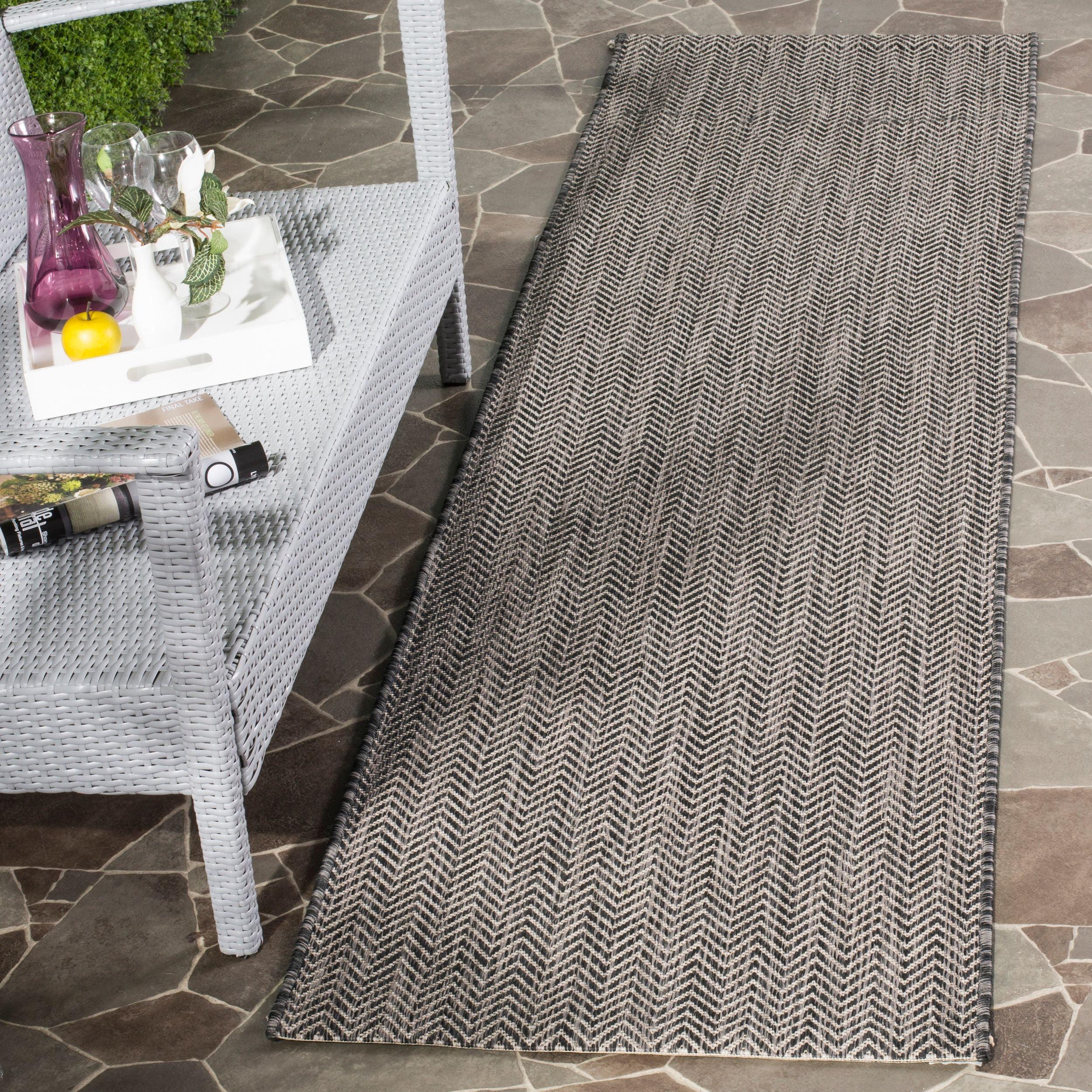 Courtyard CY8022 Power Loomed Indoor and Outdoor Runner Rug - Black/Beige - 2'3"x12' - Safavieh