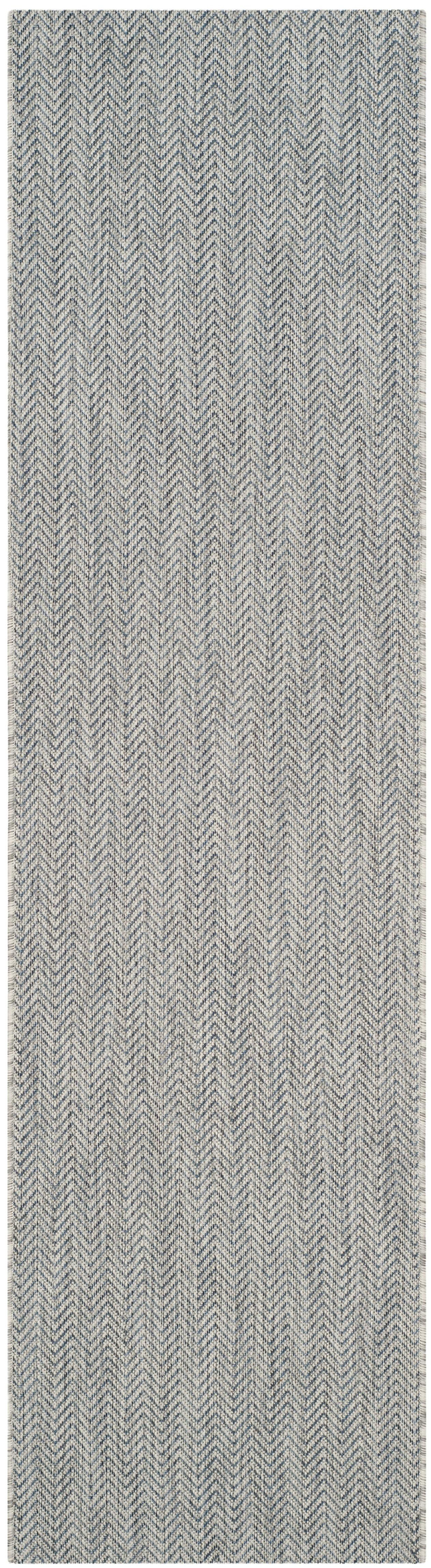 Aqua and Grey Non-slip Synthetic Indoor/Outdoor Runner Rug