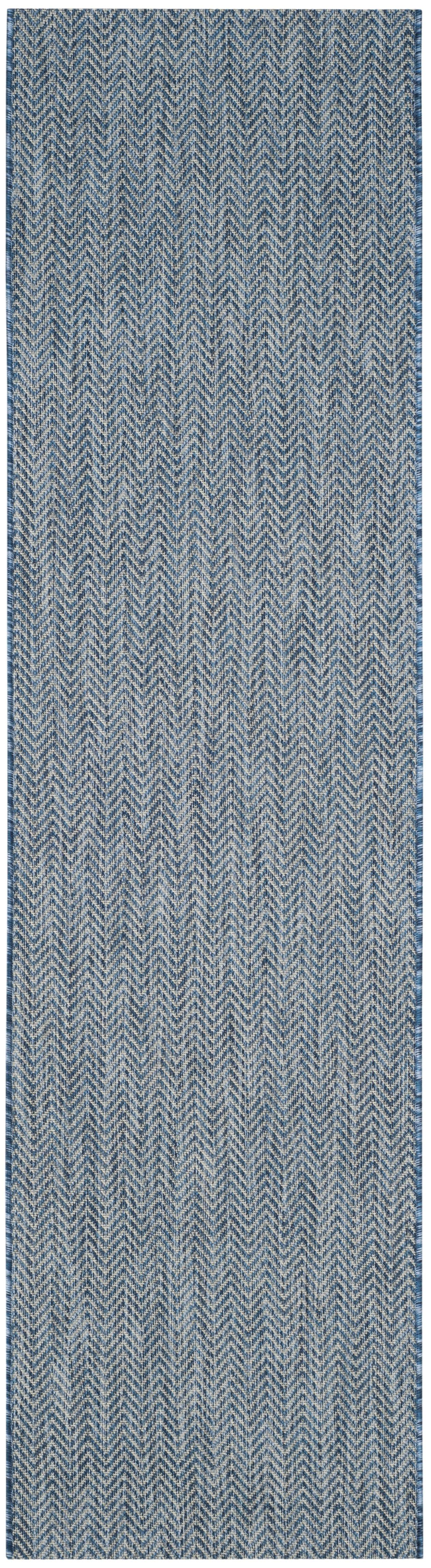 Blue Chevron Indoor/Outdoor Washable Area Rug