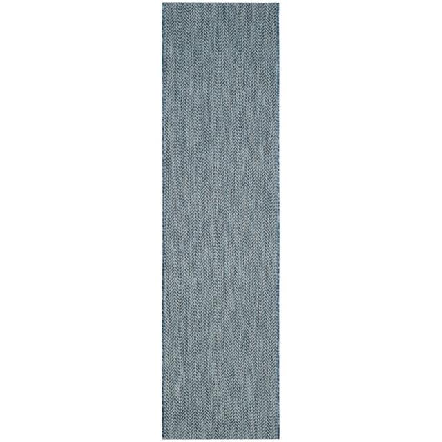 Courtyard CY8022 Power Loomed Indoor and Outdoor Runner Rug - Navy/Grey - 2'3"x5' - Safavieh