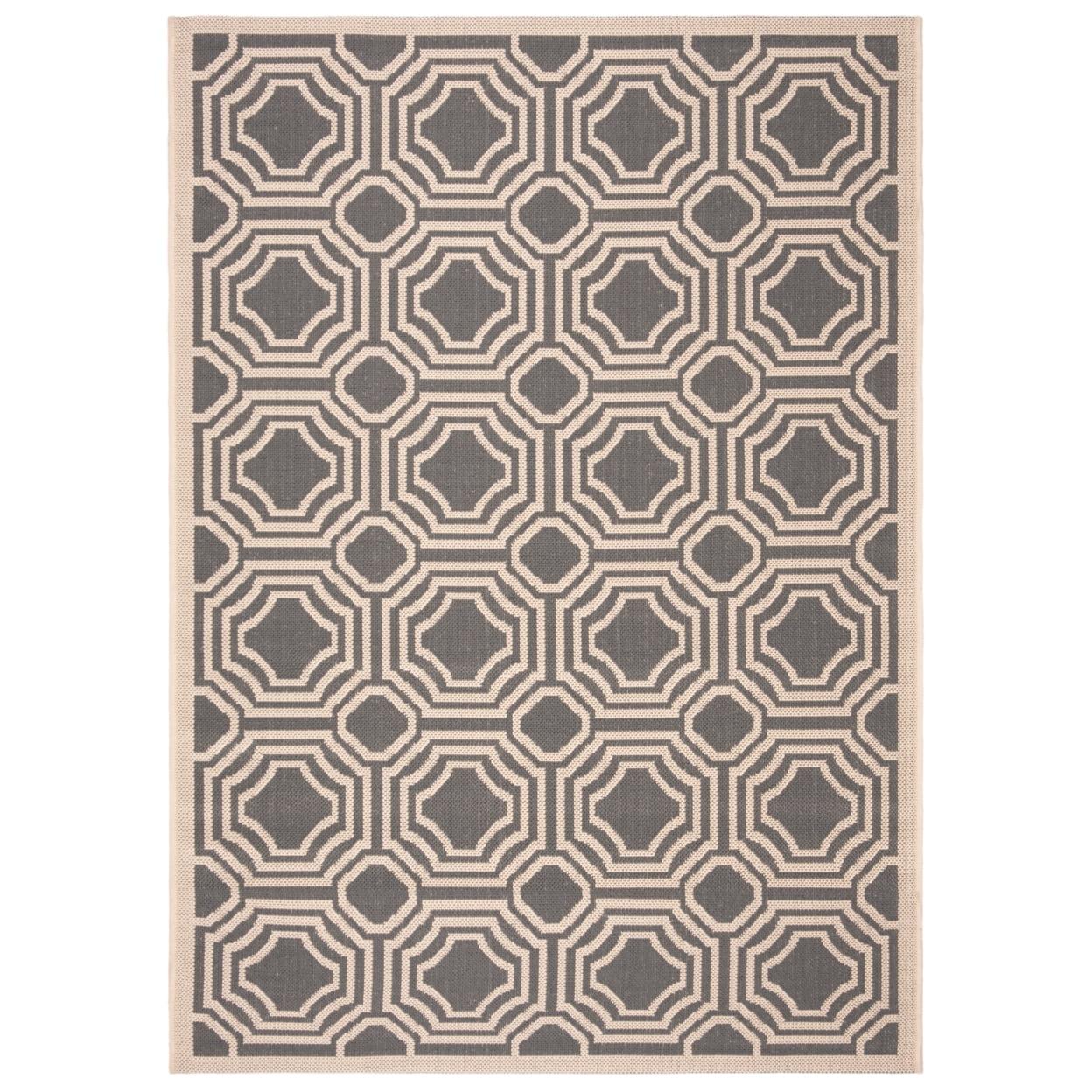 Courtyard CY6112 Power Loomed Indoor and Outdoor Accent Rug - Anthracite/Beige - 2'7"x5' - Safavieh