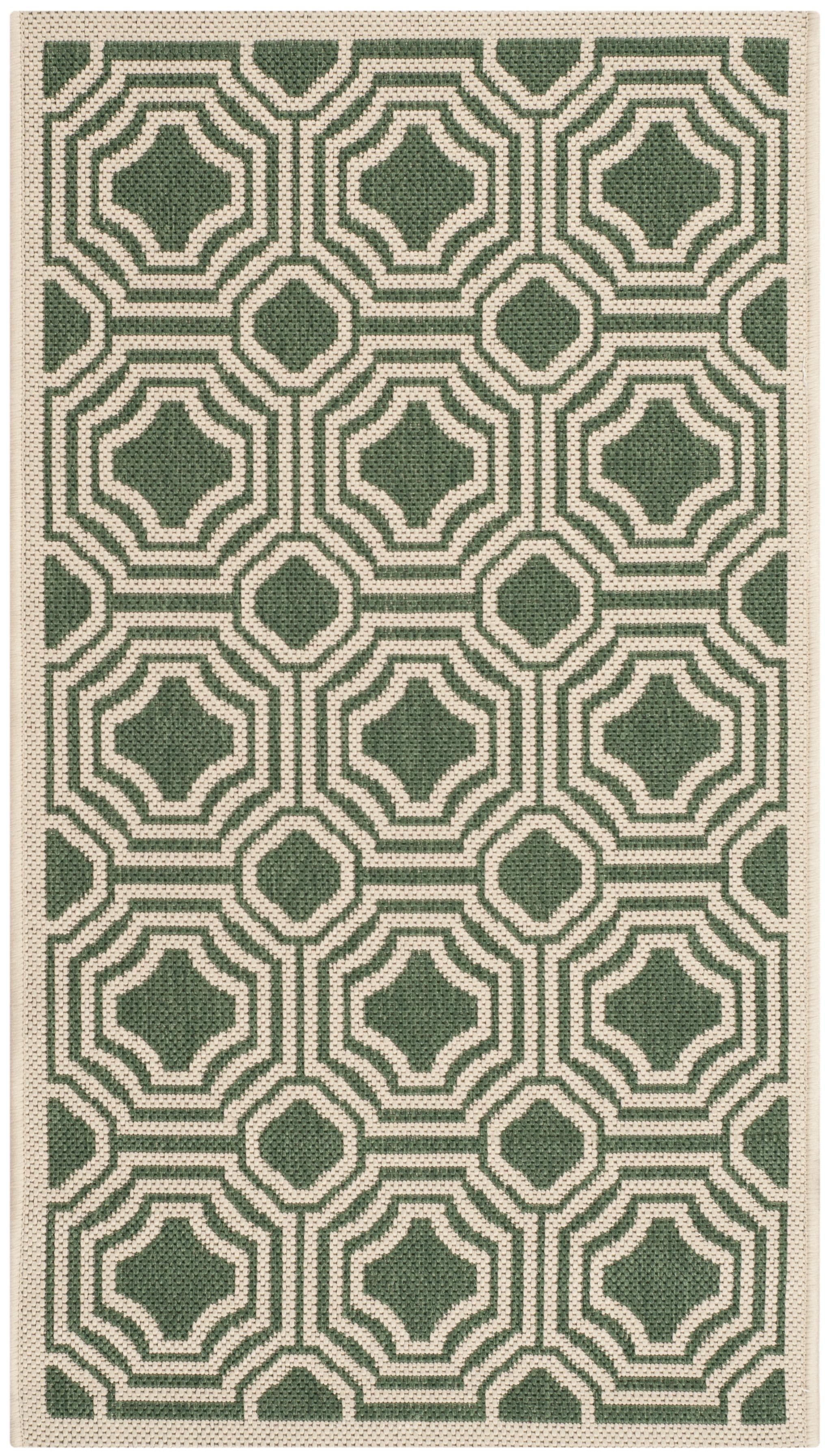 Courtyard CY6112 Power Loomed Indoor and Outdoor Accent Rug - Dark Green/Beige - 2'x3'7" - Safavieh