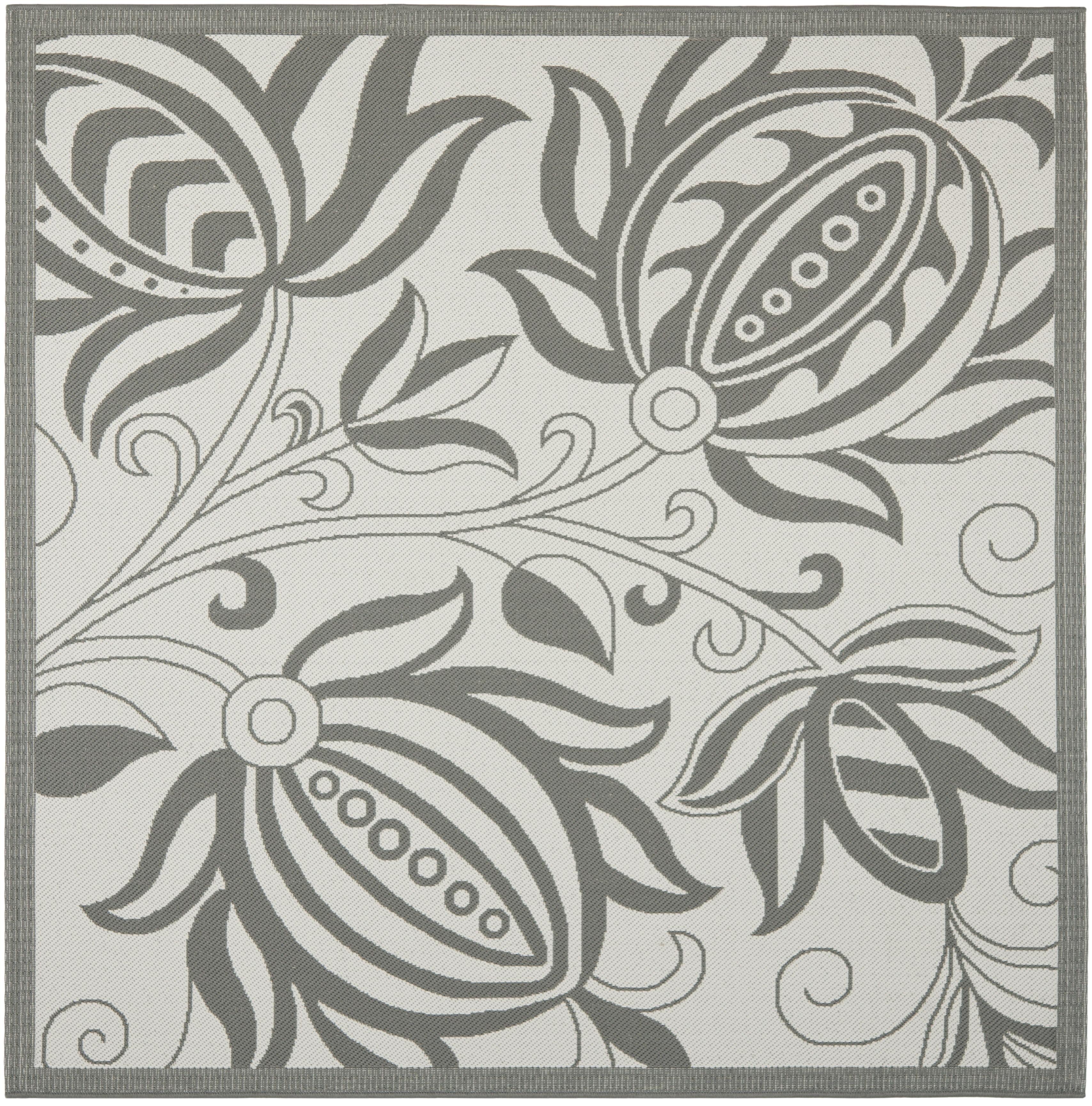 Courtyard CY6109 Power Loomed Indoor/Outdoor Area Rug - Light Grey/Anthracite - 6'7"x6'7" - Safavieh.