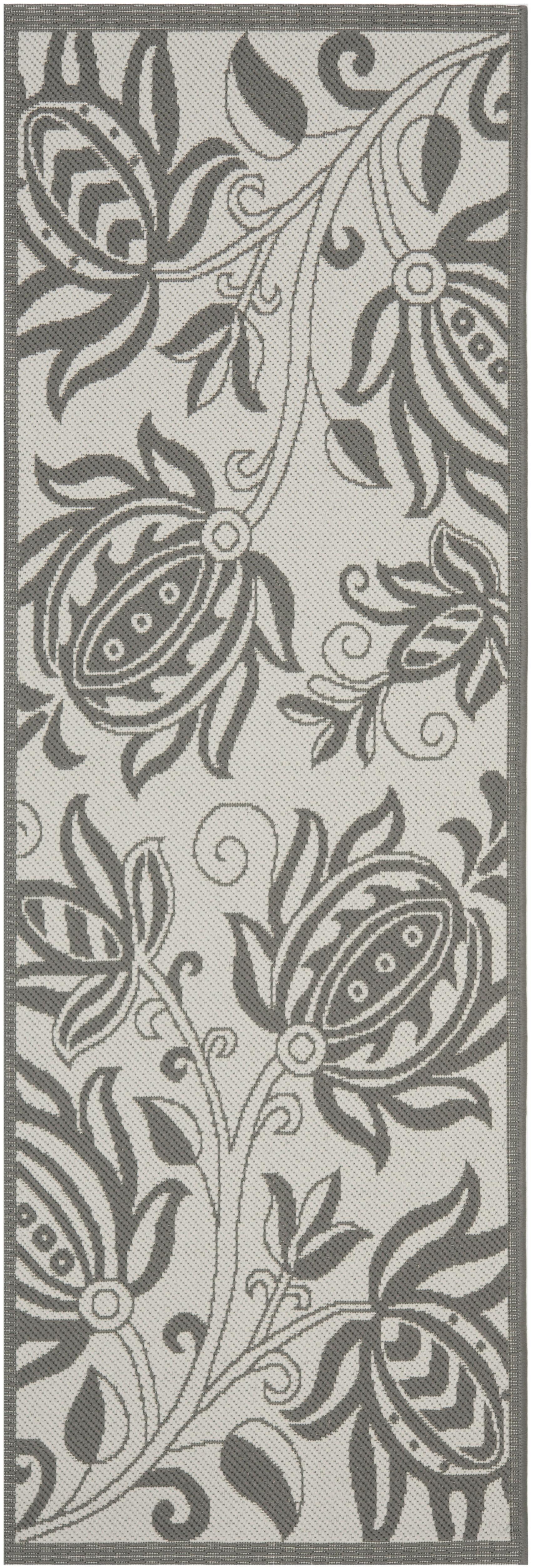 Courtyard CY6109 Power Loomed Indoor/Outdoor Runner Rug - Light Grey/Anthracite - 2'3"x10' - Safavieh.
