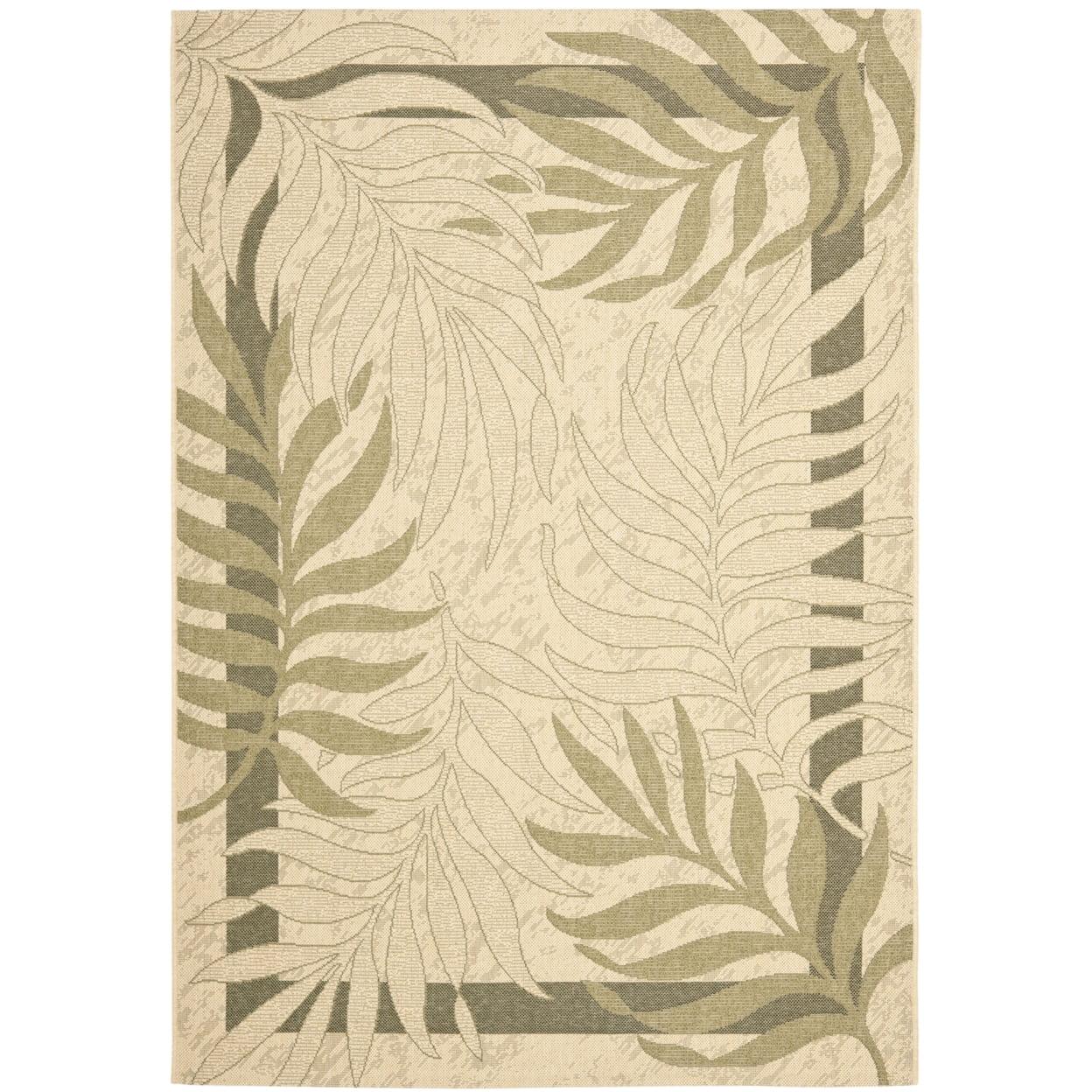Courtyard CY7836 Power Loomed Indoor/Outdoor Area Rug - Cream/Green - 5'3"x7'7" - Safavieh.