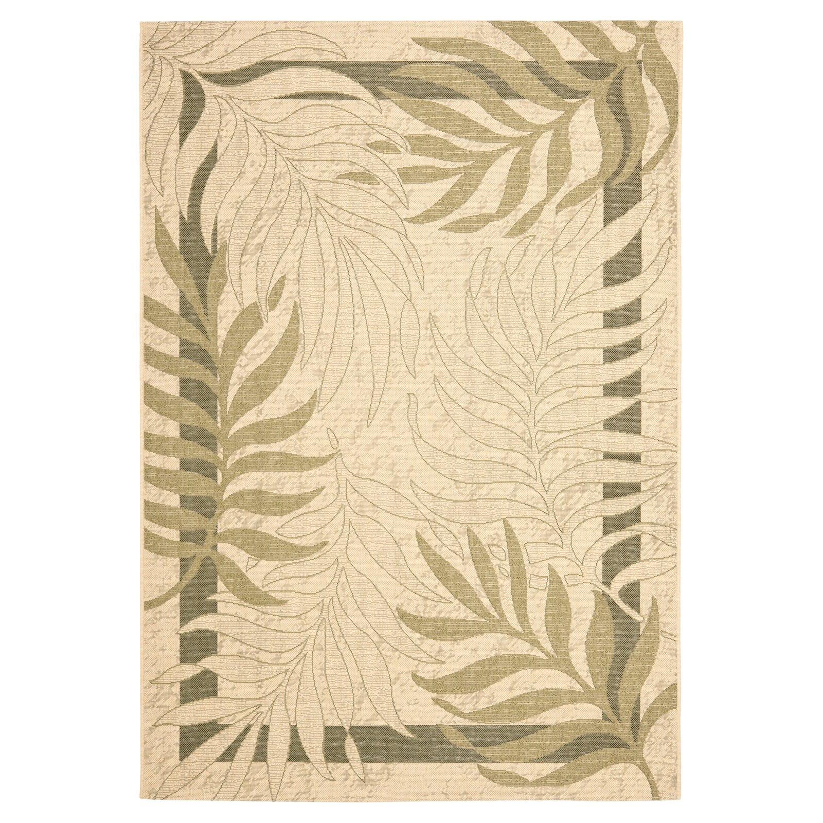 SAFAVIEH Courtyard Cailyn Floral Indoor/Outdoor Area Rug, Cream/Green, 8' x 11'