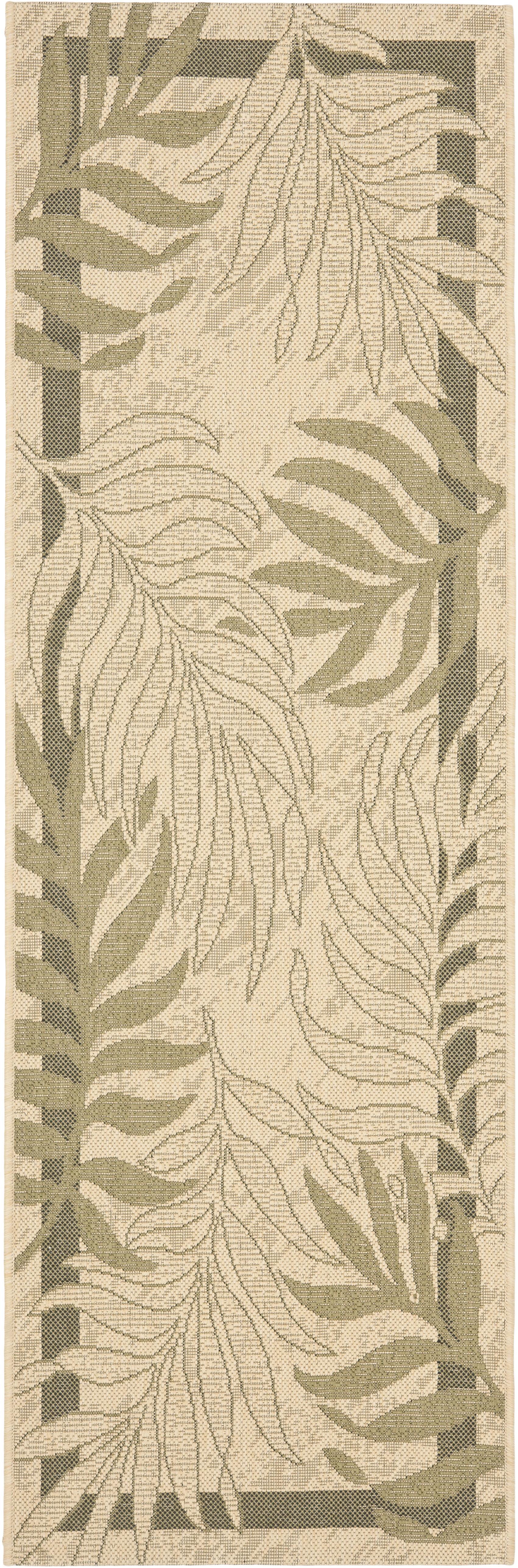 Courtyard CY7836 Power Loomed Indoor/Outdoor Runner Rug - Cream/Green - 2'3"x8' - Safavieh.
